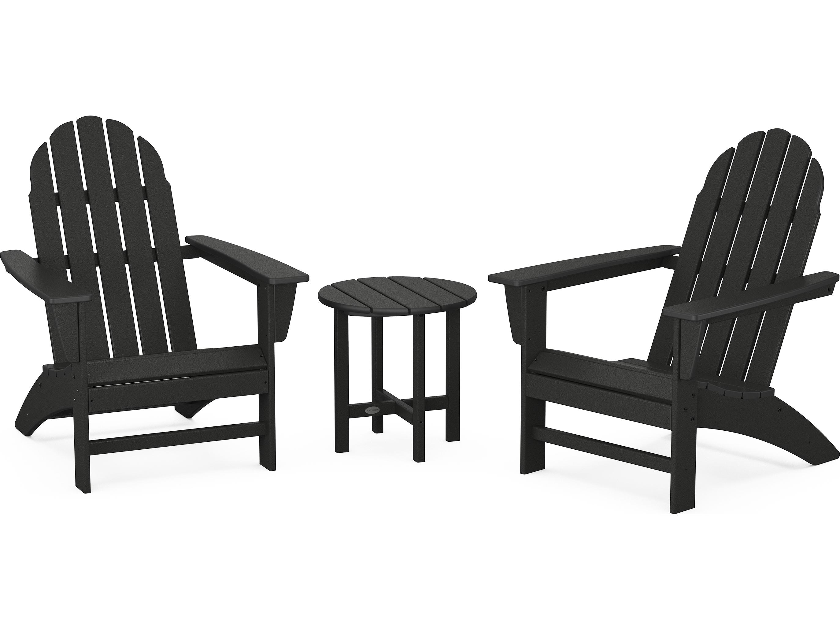 POLYWOOD® Vineyard Recycled Plastic 3 Piece Adirondack Outdoor Patio Lounge Set