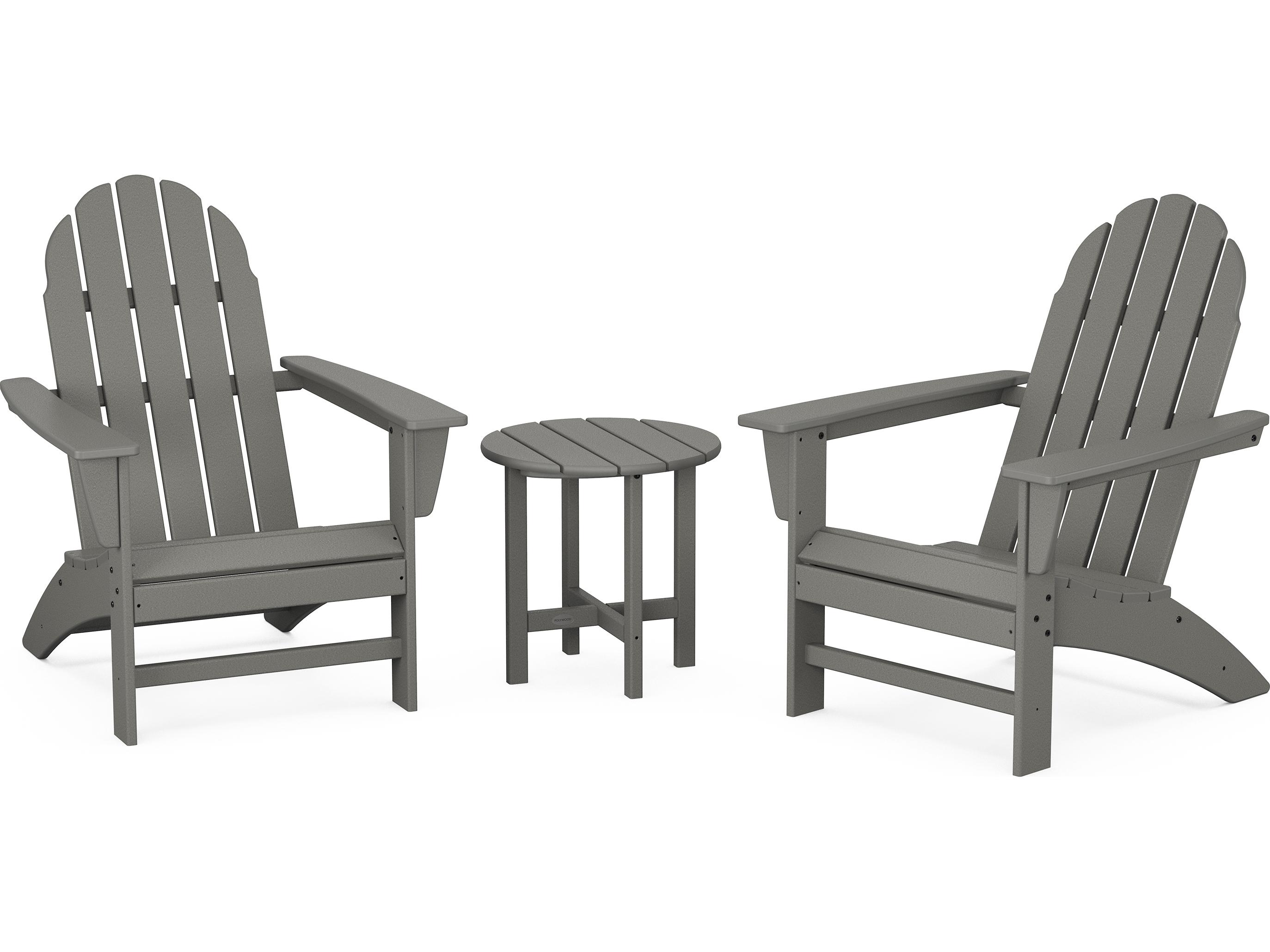 POLYWOOD® Vineyard Recycled Plastic 3 Piece Adirondack Outdoor Patio Lounge Set