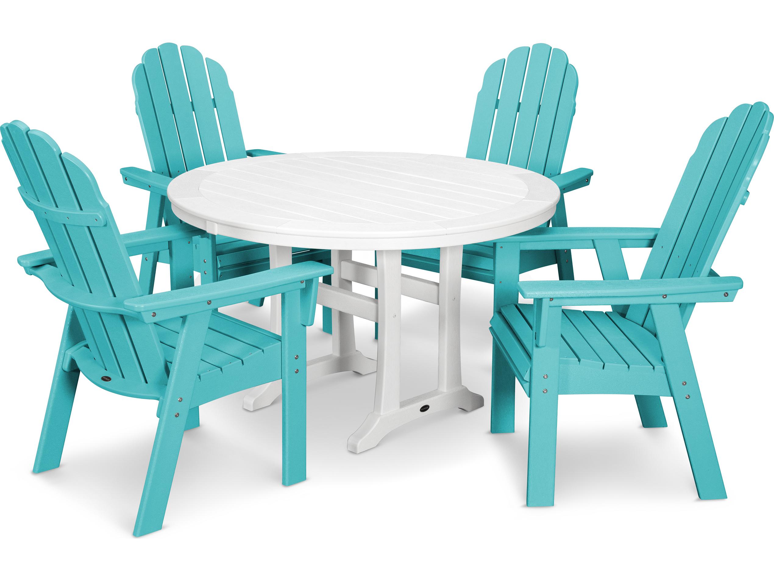 POLYWOOD® Vineyard Recycled Plastic 5 Nautical Trestle Outdoor Dining Set