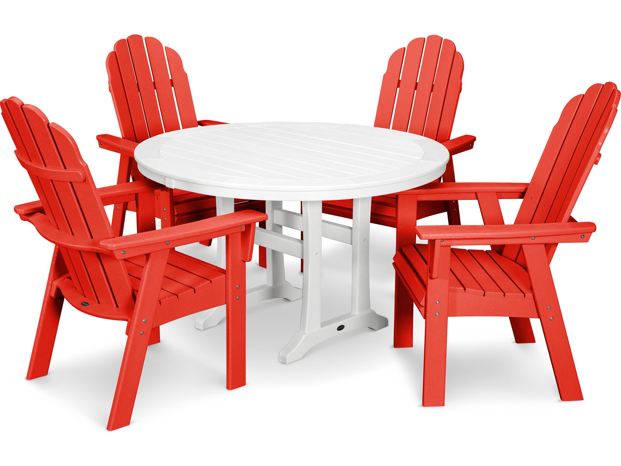 POLYWOOD® Vineyard Recycled Plastic 5 Nautical Trestle Outdoor Dining Set