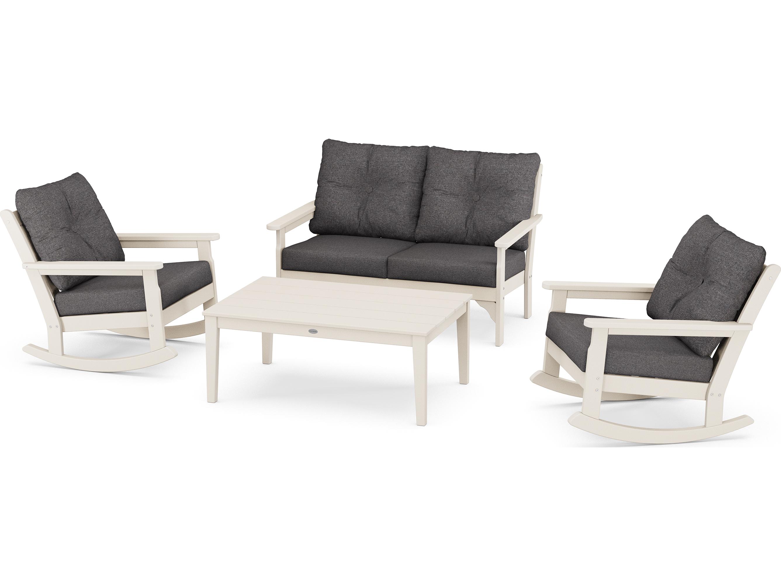 POLYWOOD® Vineyard Recycled Plastic 4 Piece Outdoor Lounge Set
