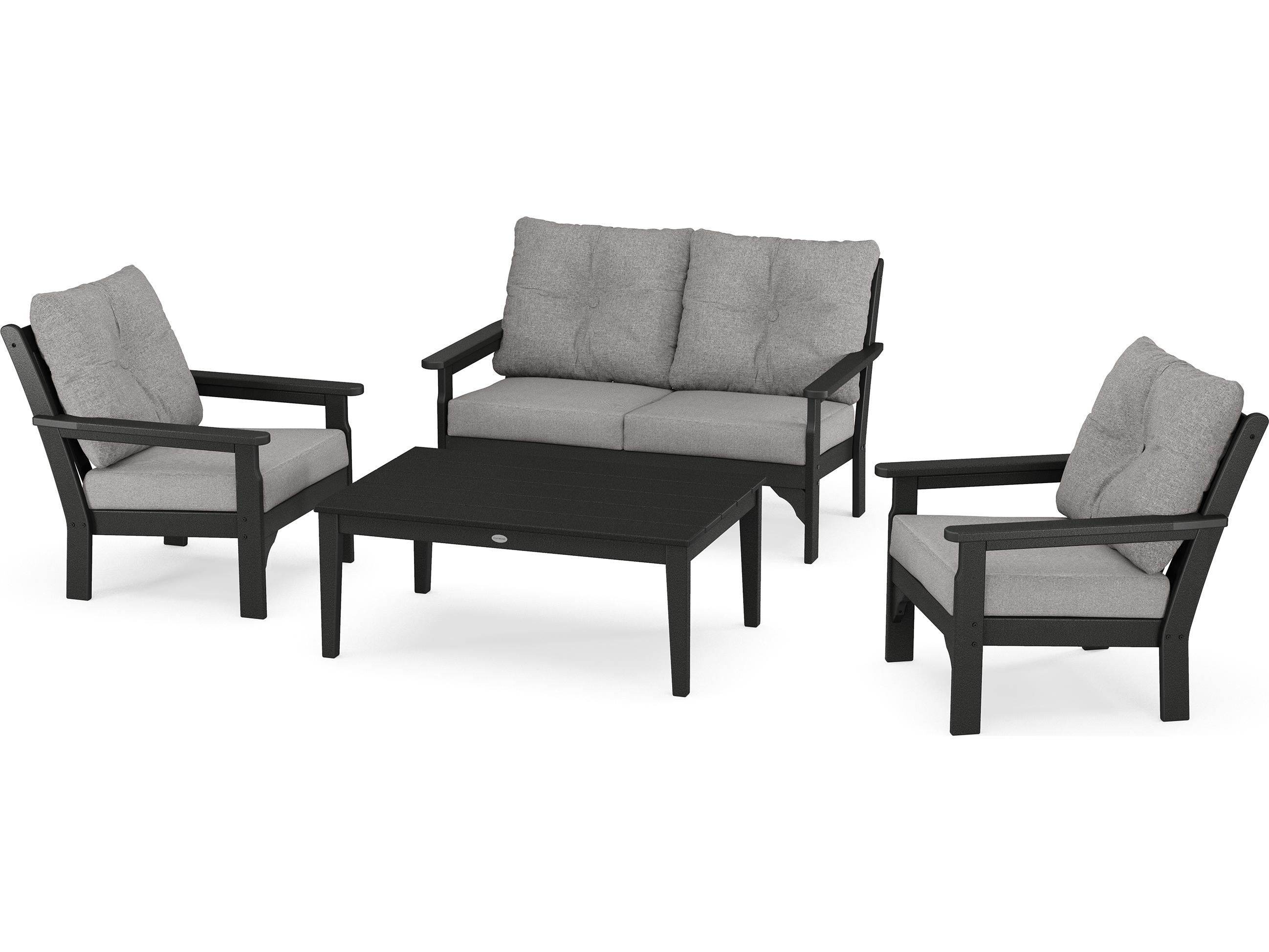 POLYWOOD® Vineyard Recycled Plastic 4-Piece Deep Seating Outdoor Patio Lounge Set