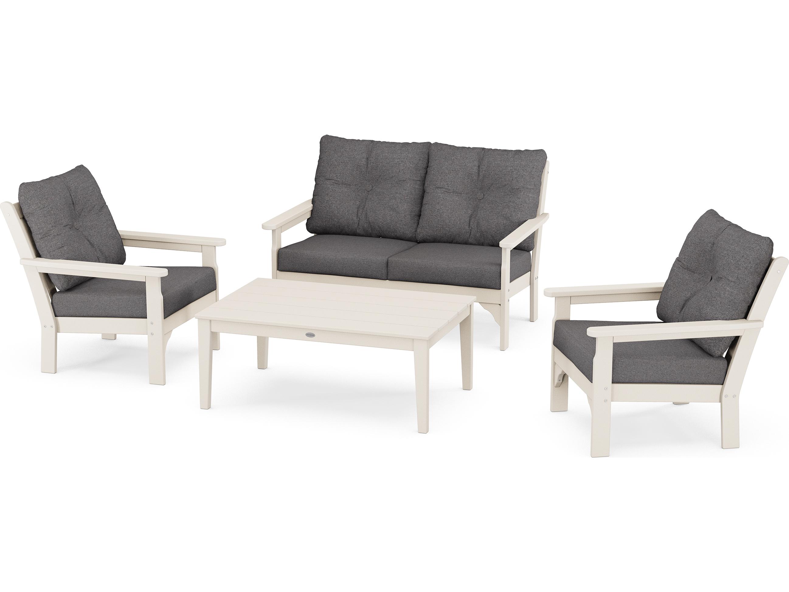 POLYWOOD® Vineyard Recycled Plastic 4-Piece Deep Seating Outdoor Patio Lounge Set