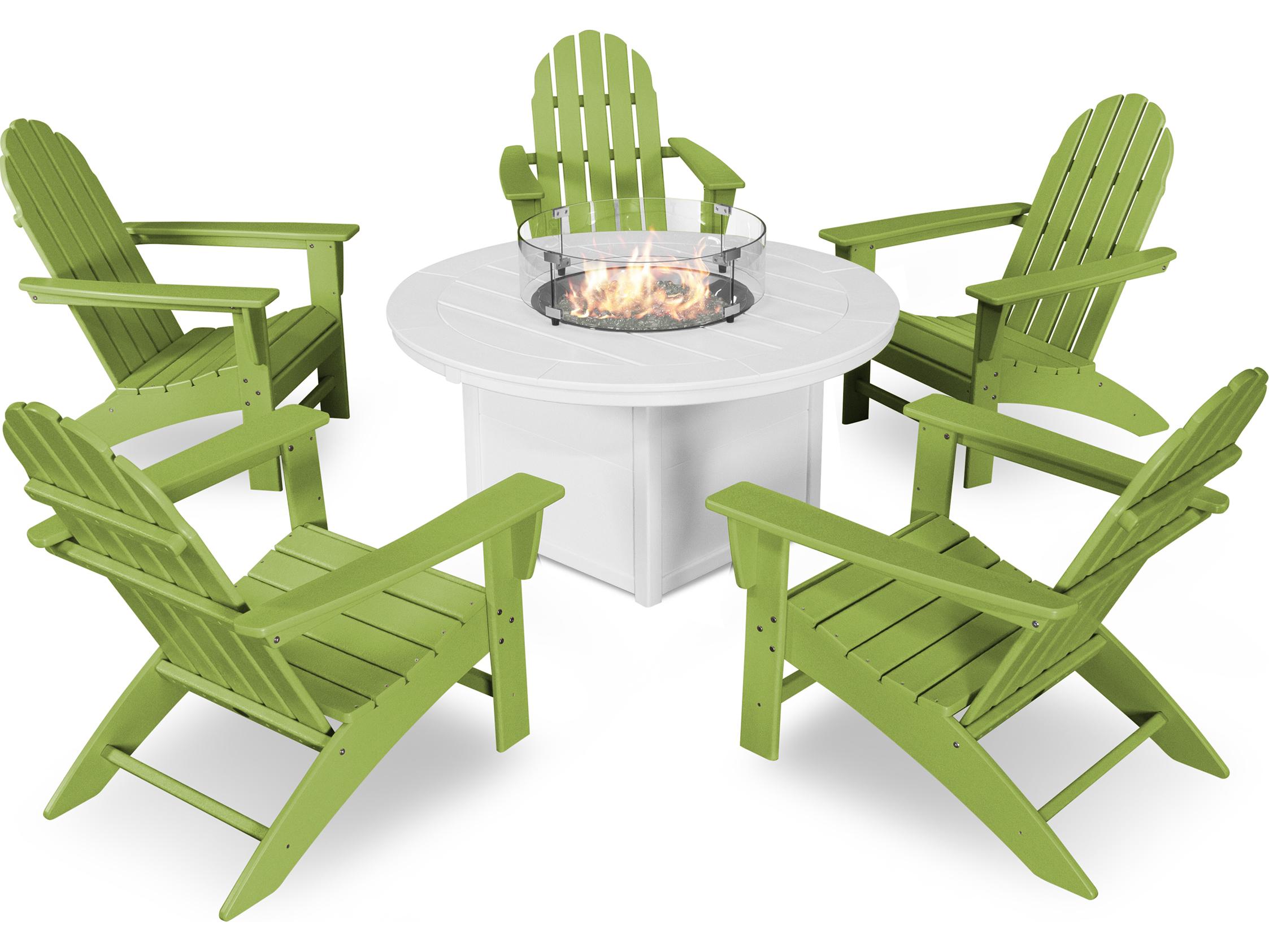 POLYWOOD® Vineyard Recycled Plastic 6 Piece Firepit Outdoor Patio Lounge Set