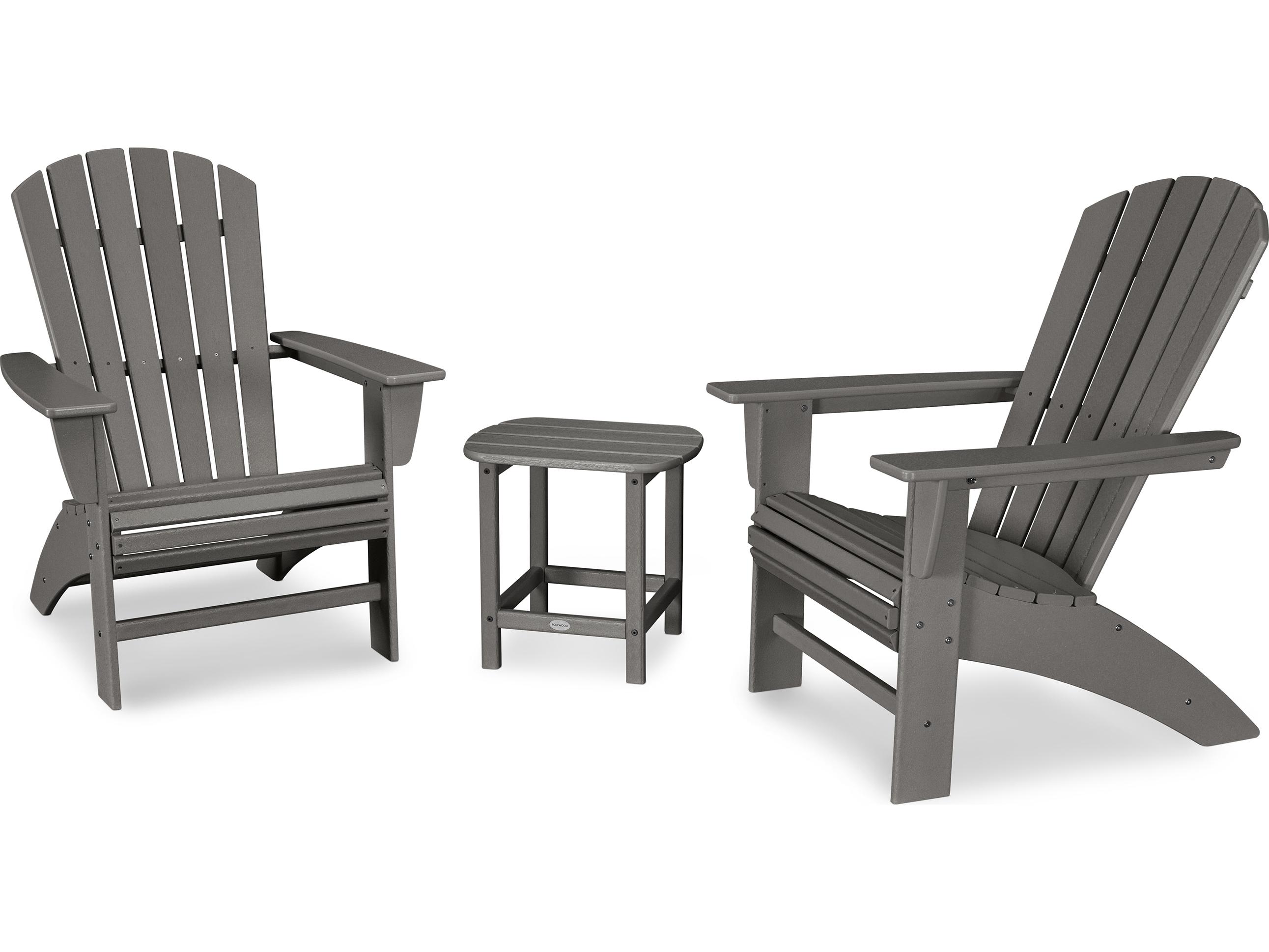 POLYWOOD® Nautical Recycled Plastic 3 Piece Outdoor Patio Lounge Set