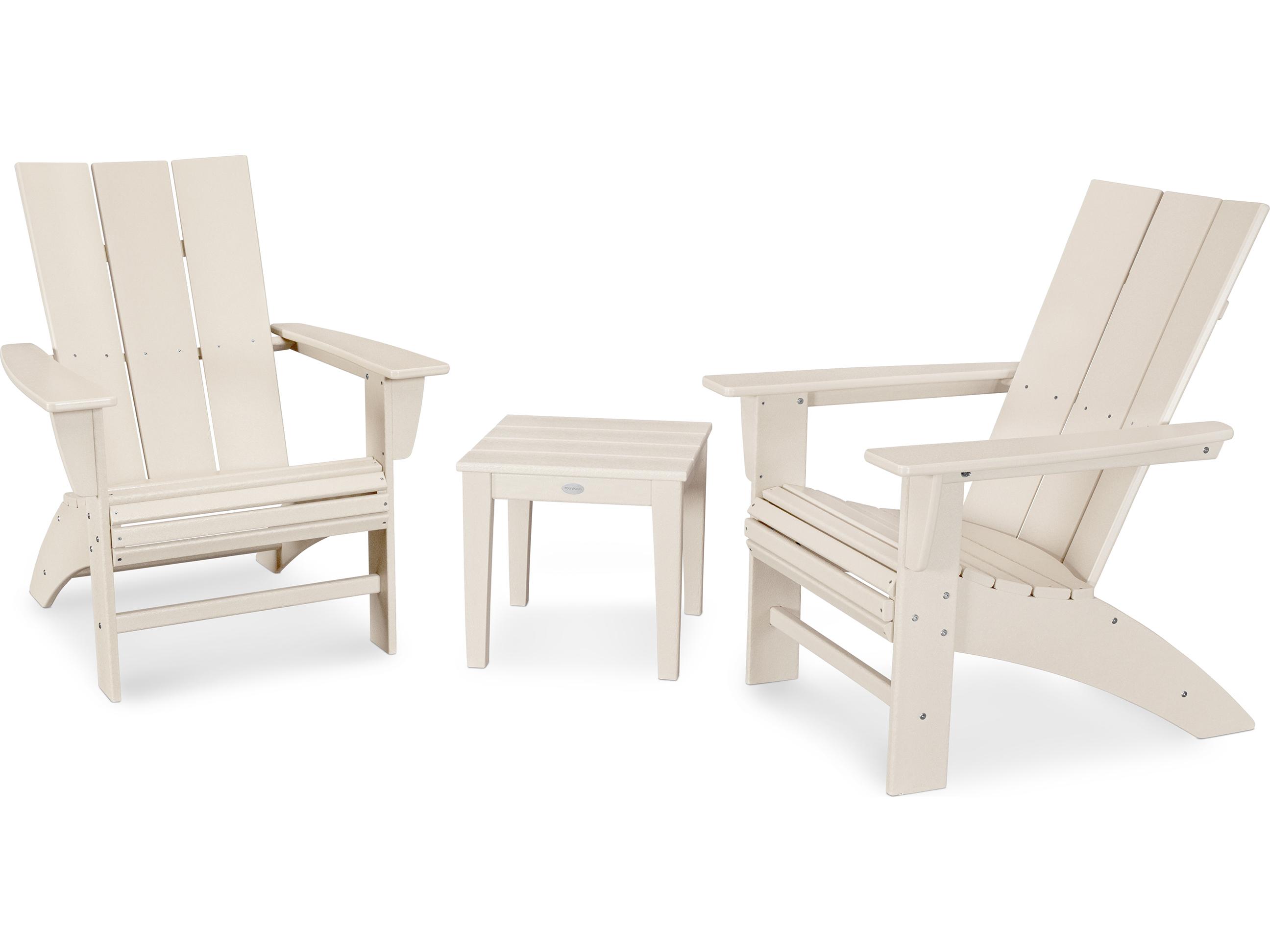 POLYWOOD® Modern Recycled Plastic Curveback 3 Piece Patio Lounge Set