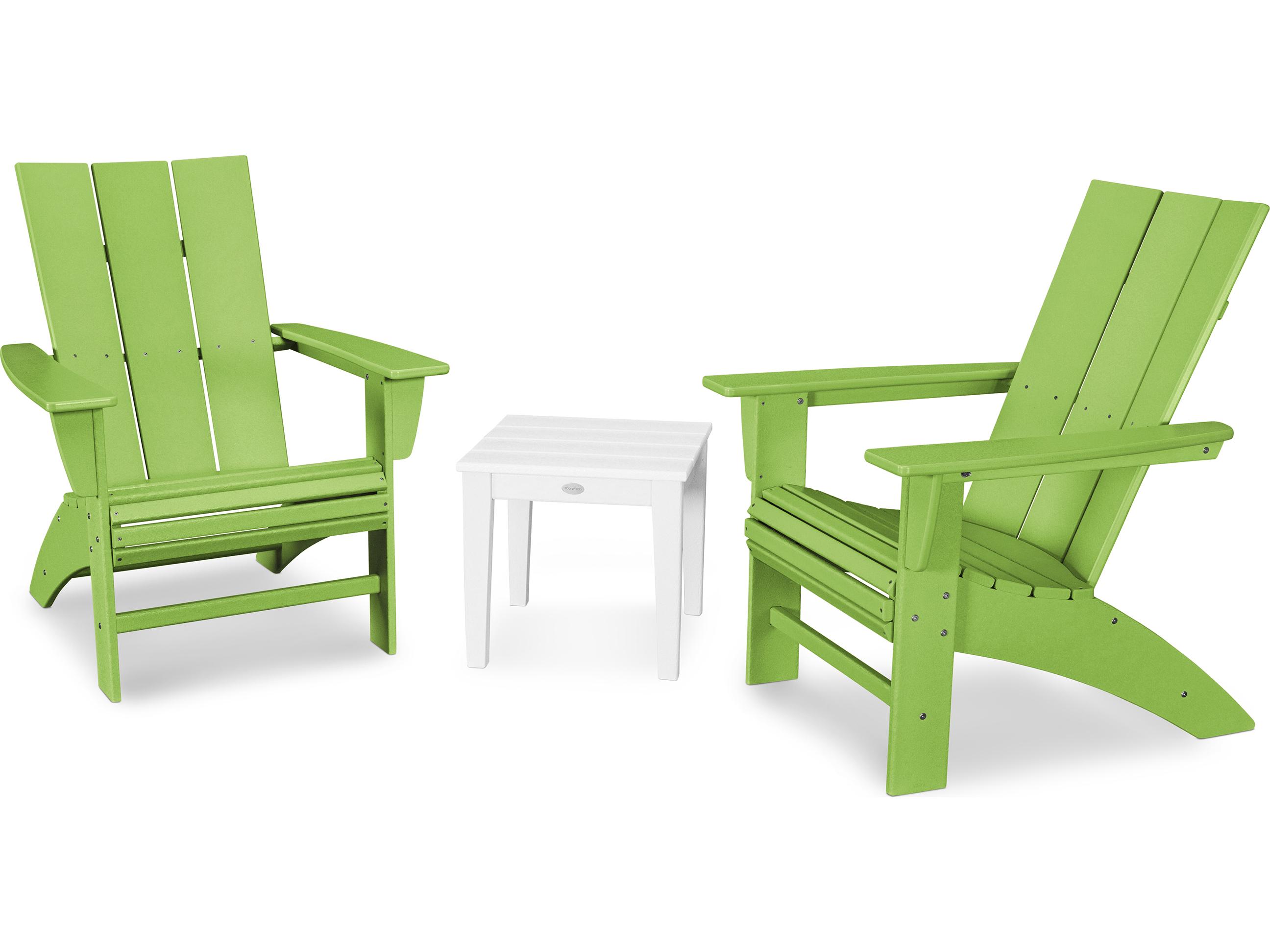 POLYWOOD® Modern Recycled Plastic Curveback 3 Piece Patio Lounge Set