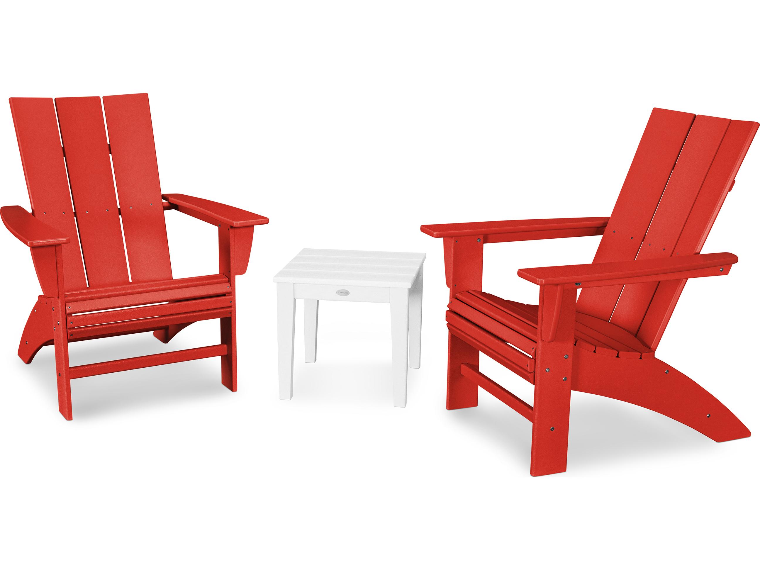 POLYWOOD® Modern Recycled Plastic Curveback 3 Piece Patio Lounge Set