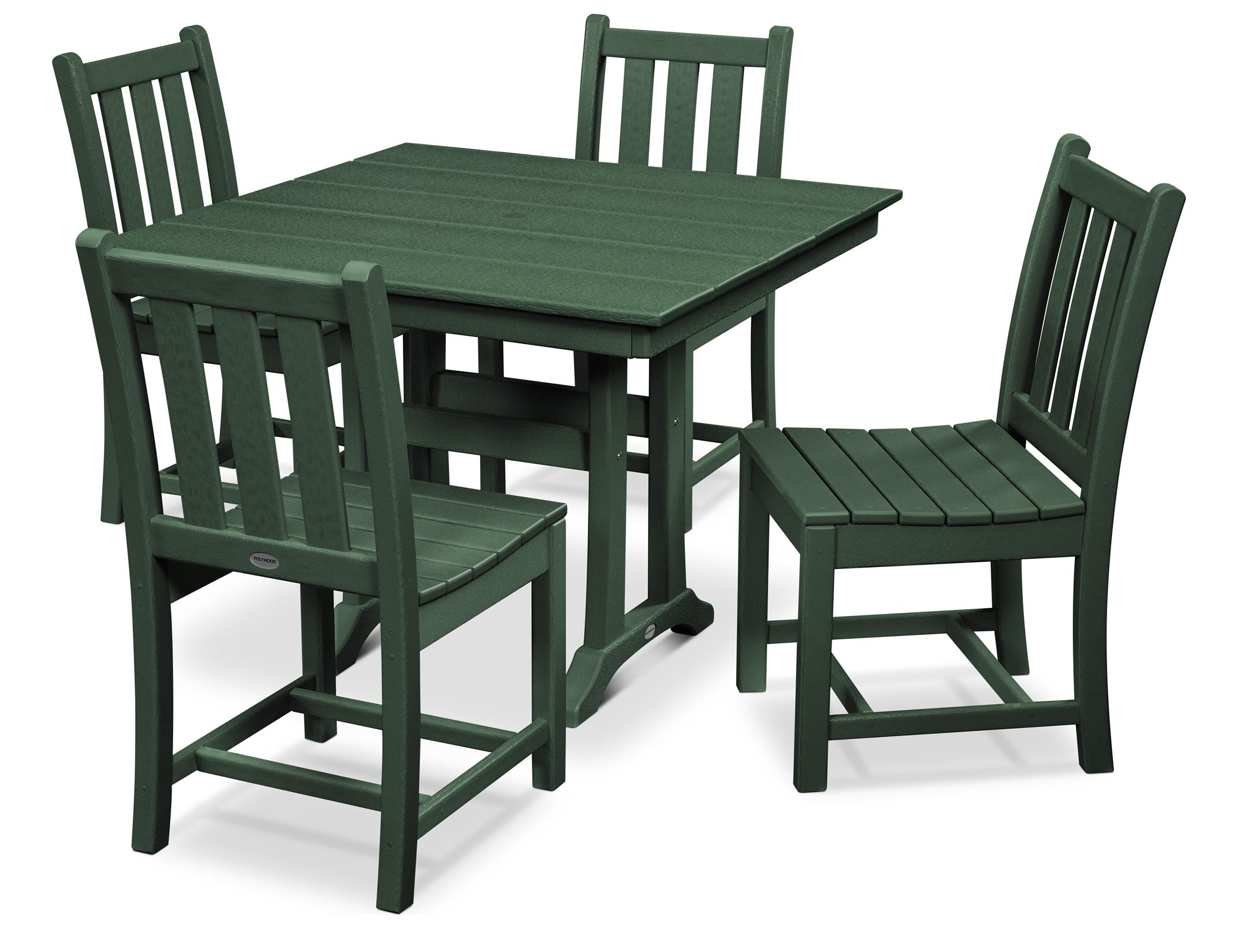 POLYWOOD® Traditional Recycled Plastic 5 Piece Farmhouse Outdoor Dining Set