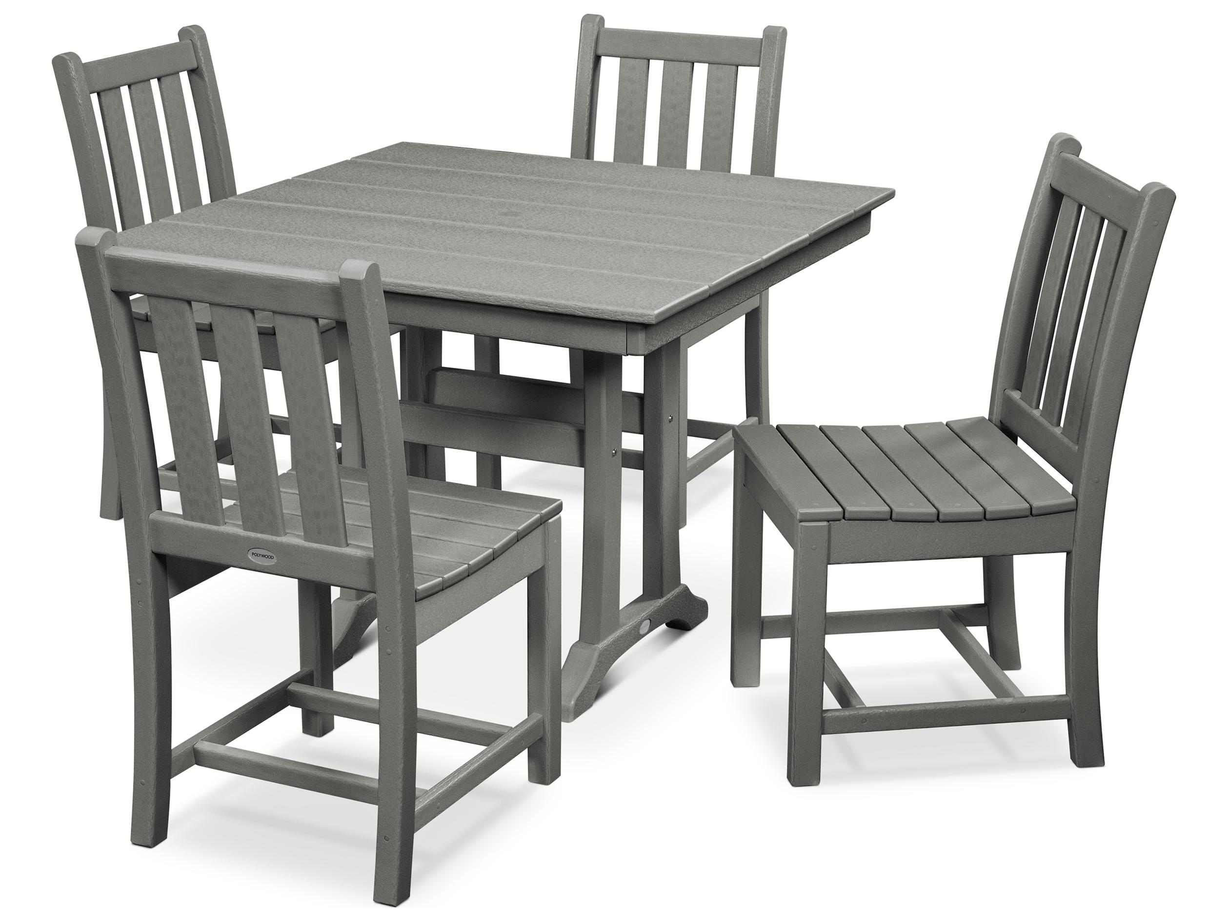 POLYWOOD® Traditional Recycled Plastic 5 Piece Farmhouse Outdoor Dining Set