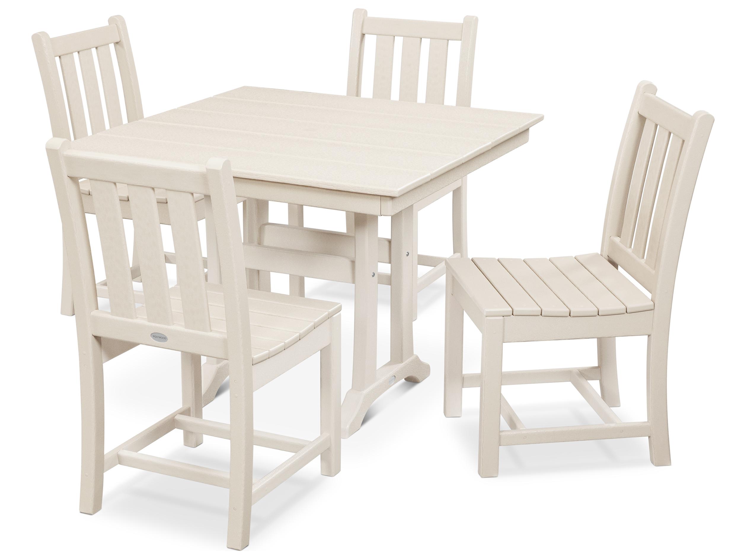POLYWOOD® Traditional Recycled Plastic 5 Piece Farmhouse Outdoor Dining Set