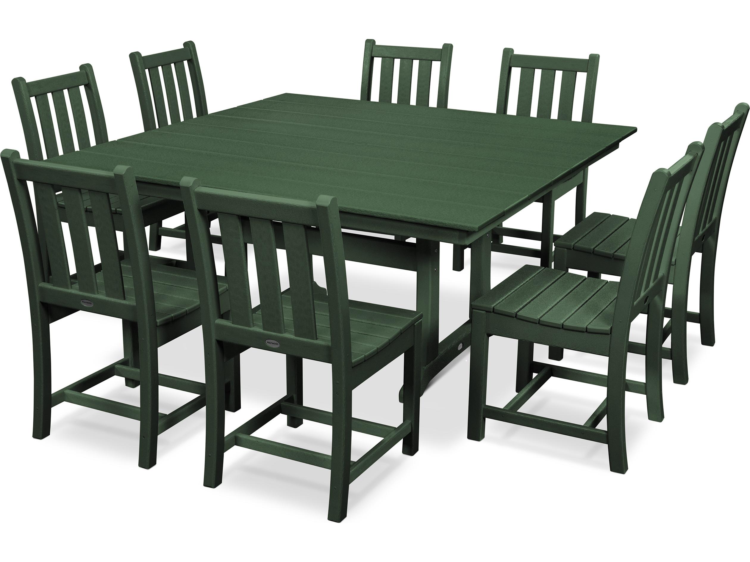 POLYWOOD® Traditional Garden Recycled Plastic 9 Piece Outdoor Patio Dining Set