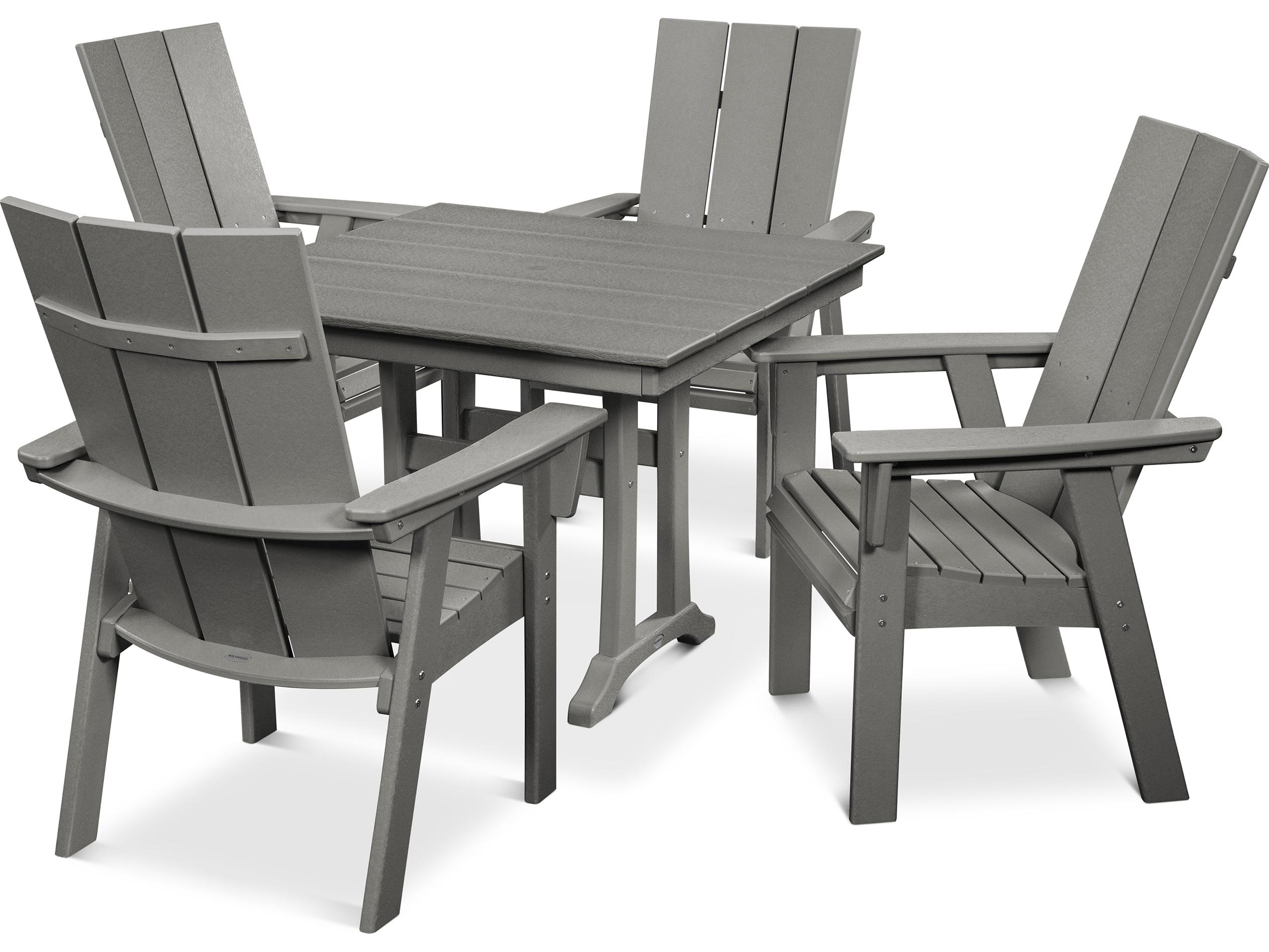 POLYWOOD® Modern Recycled Plastic 5 Piece Farmhouse Patio Dining Set