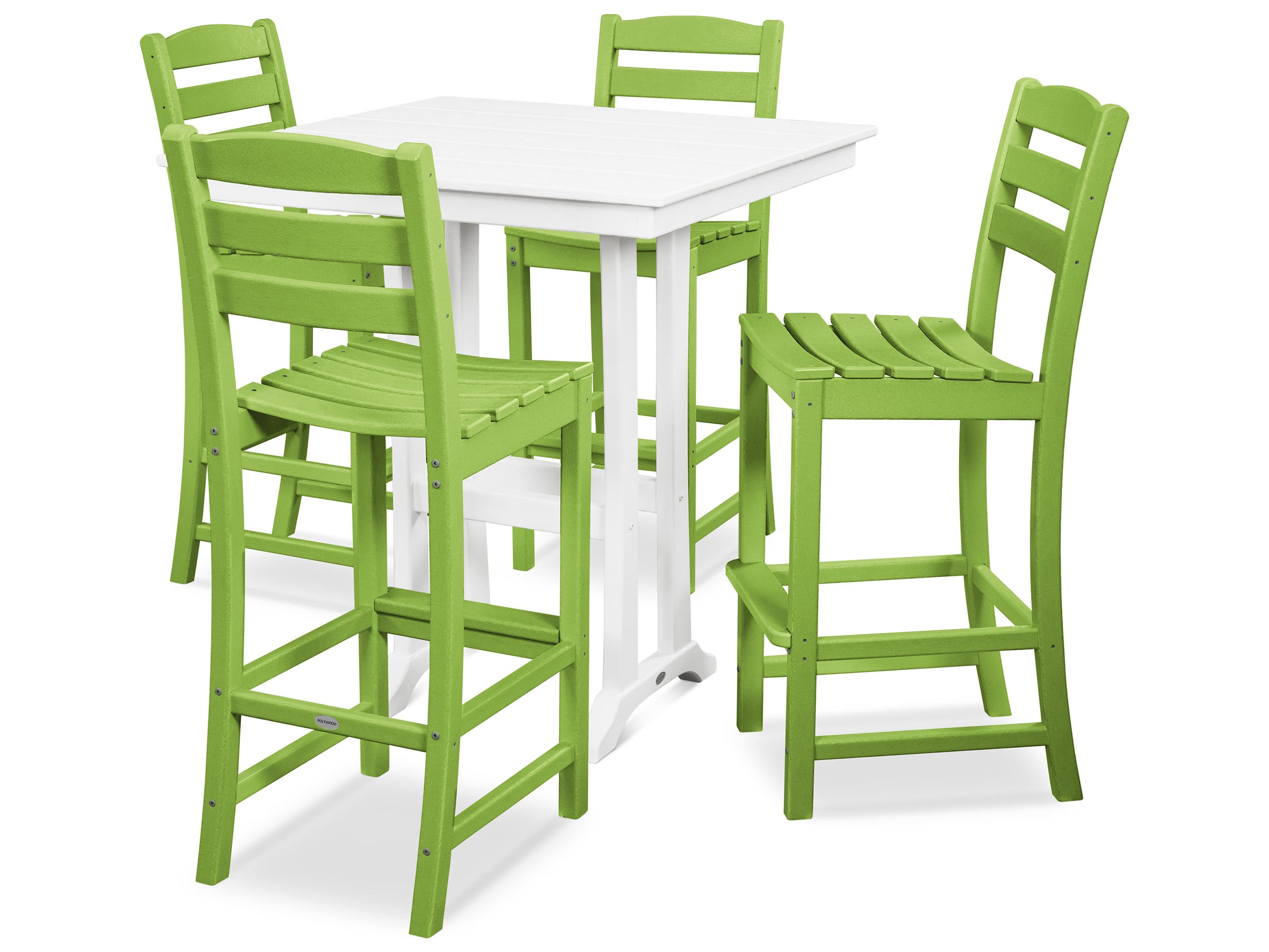 POLYWOOD® La Casa Recycled Plastic 5 Piece Farmhouse Bar Set