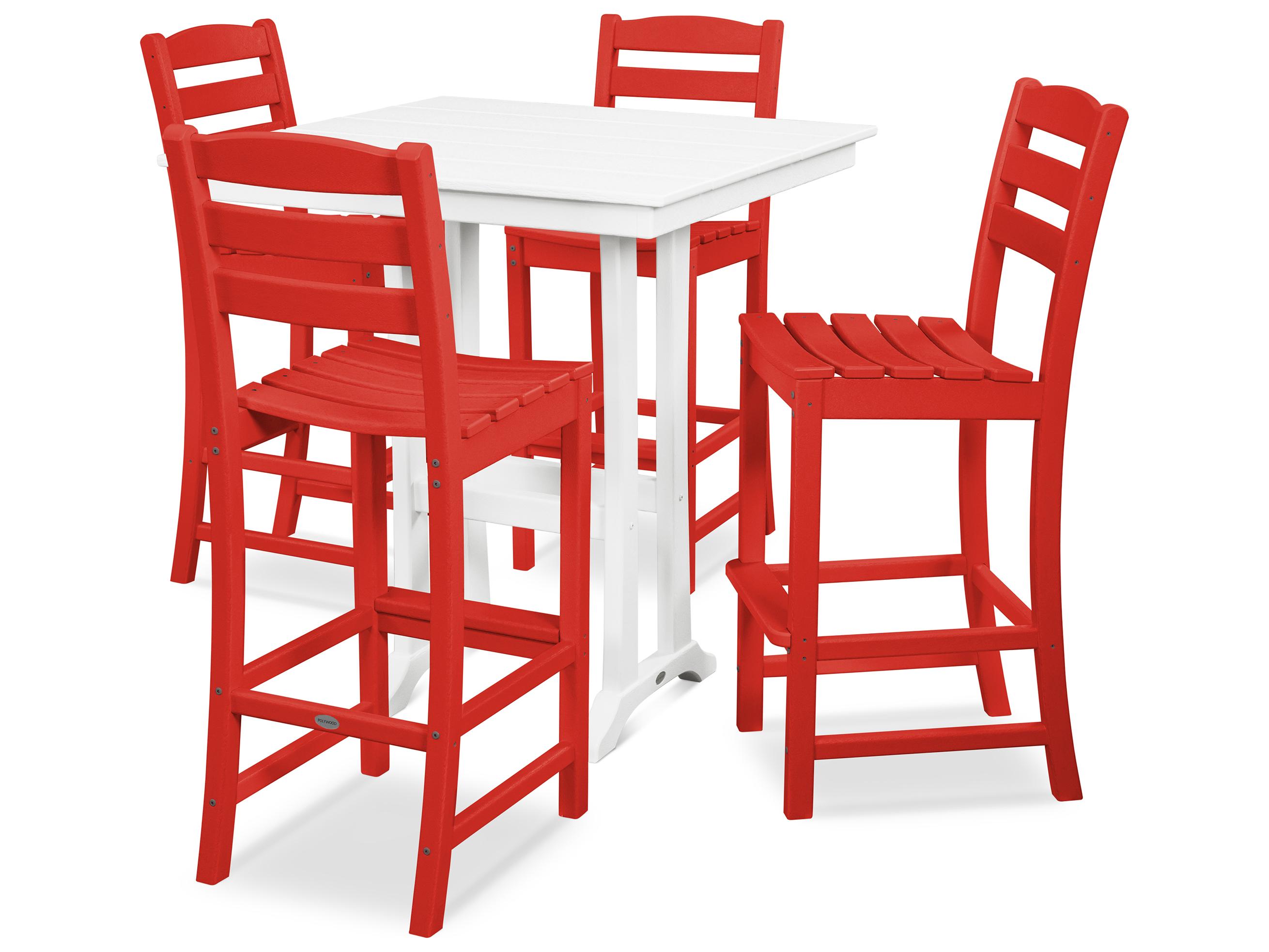 POLYWOOD® La Casa Recycled Plastic 5 Piece Farmhouse Bar Set