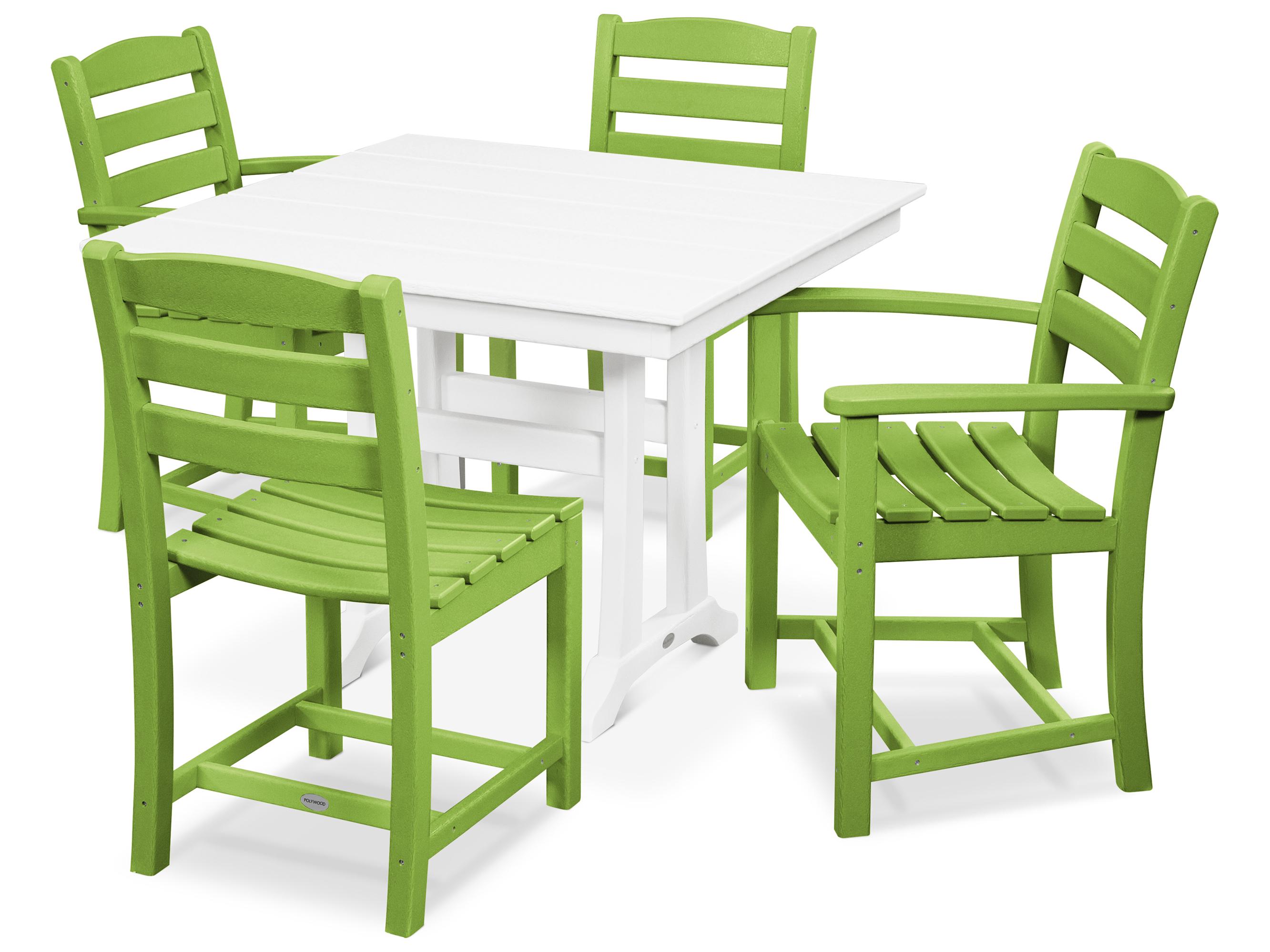 POLYWOOD® La Casa Recycled Plastic 5 Piece Farmhouse Outdoor Dining Set