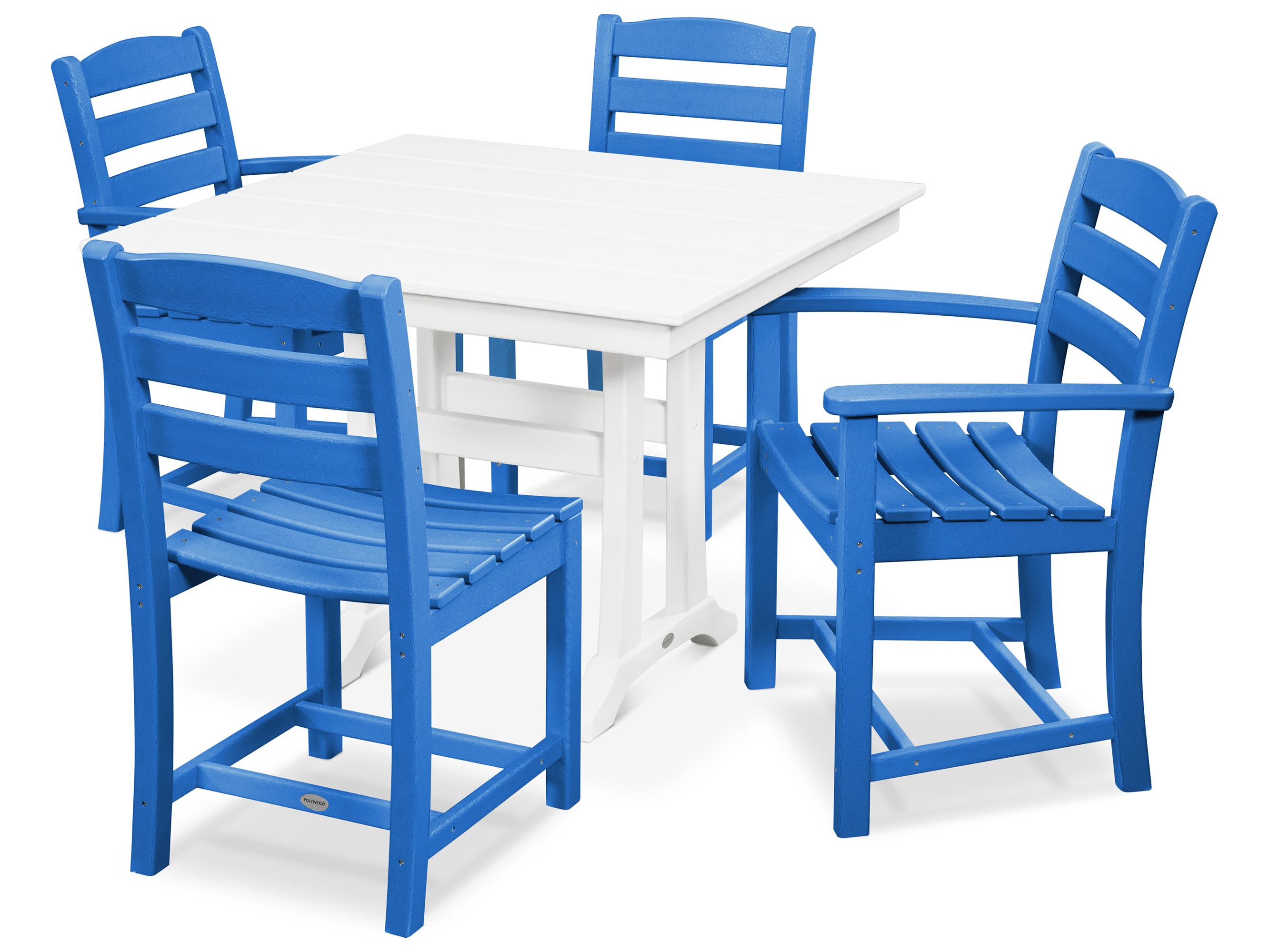 POLYWOOD® La Casa Recycled Plastic 5 Piece Farmhouse Outdoor Dining Set