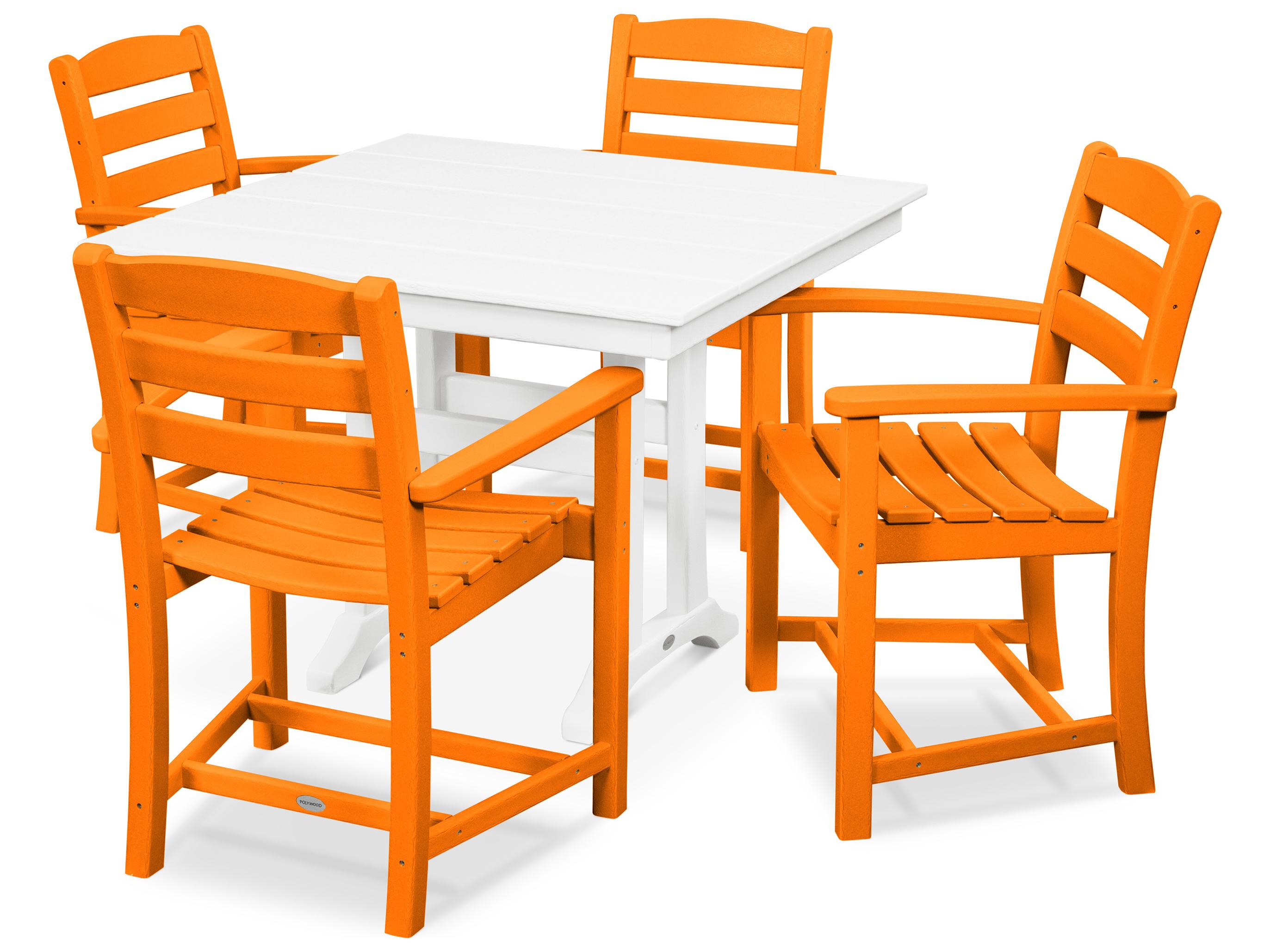 POLYWOOD® La Casa Recycled Plastic 5 Piece Farmhouse Outdoor Patio Dining Set