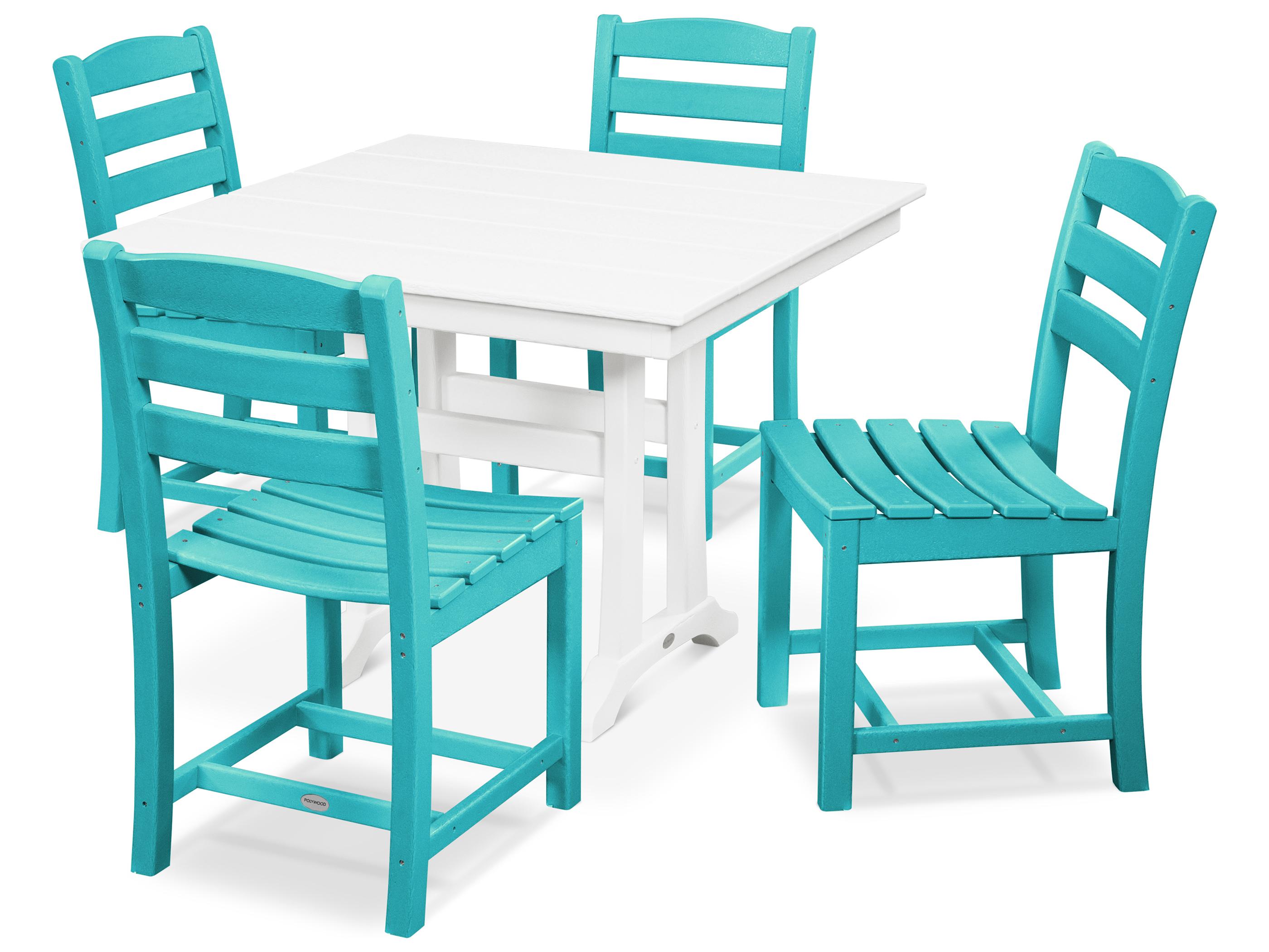 POLYWOOD® La Casa Recycled Plastic 5 Piece Farmhouse Patio Dining Set
