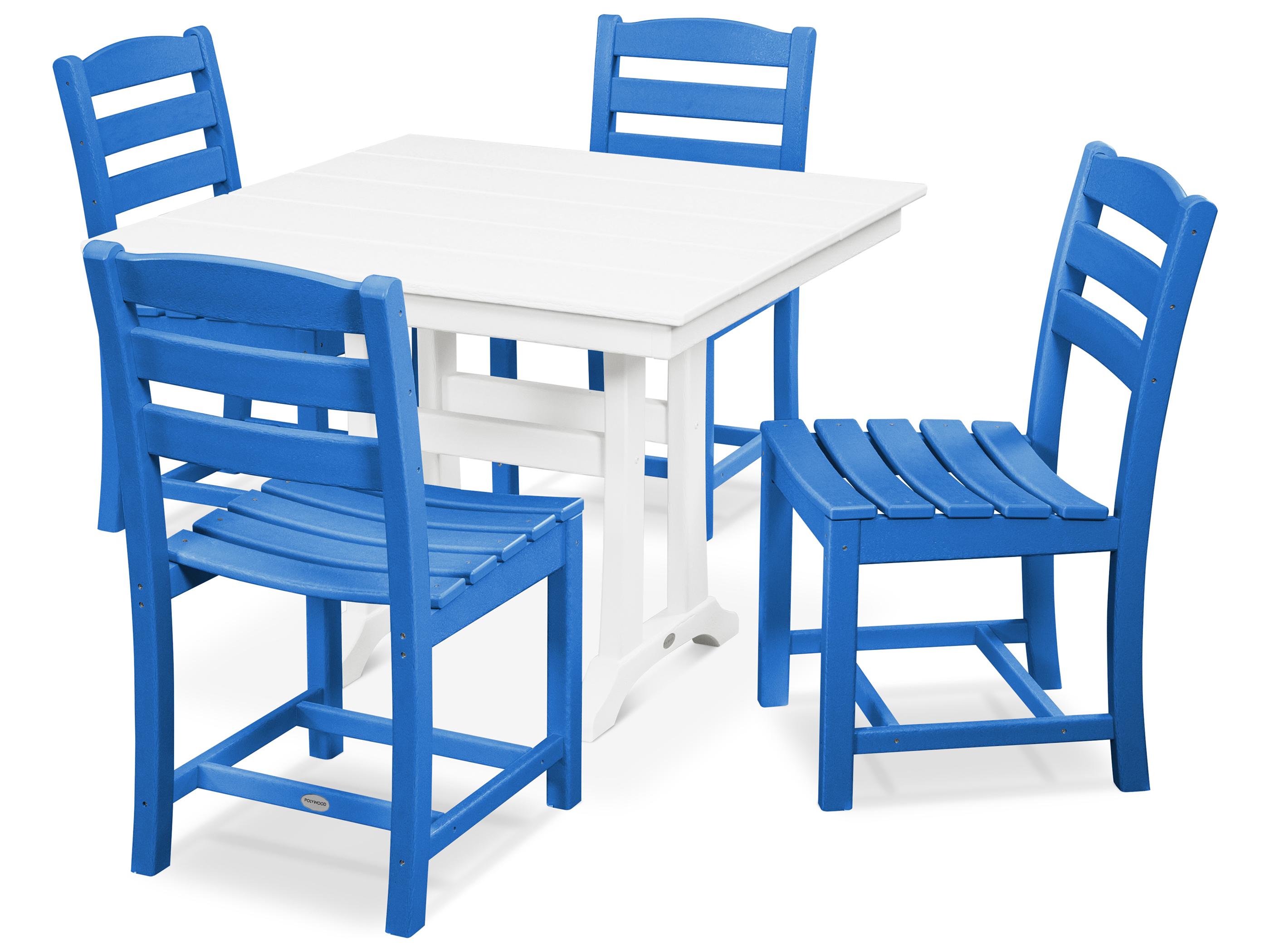 POLYWOOD® La Casa Recycled Plastic 5 Piece Farmhouse Patio Dining Set