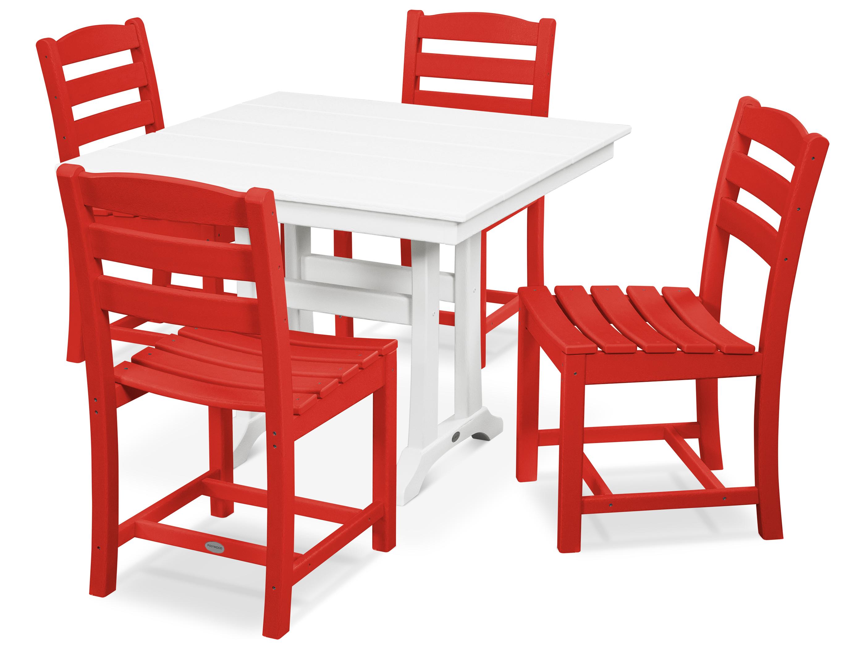 POLYWOOD® La Casa Recycled Plastic 5 Piece Farmhouse Patio Dining Set