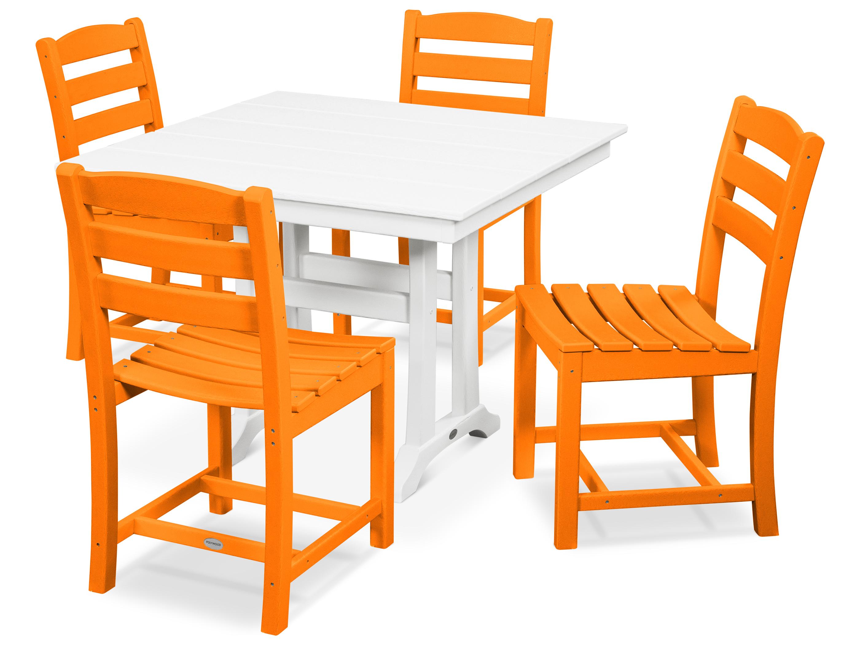 POLYWOOD® La Casa Recycled Plastic 5 Piece Farmhouse Patio Dining Set