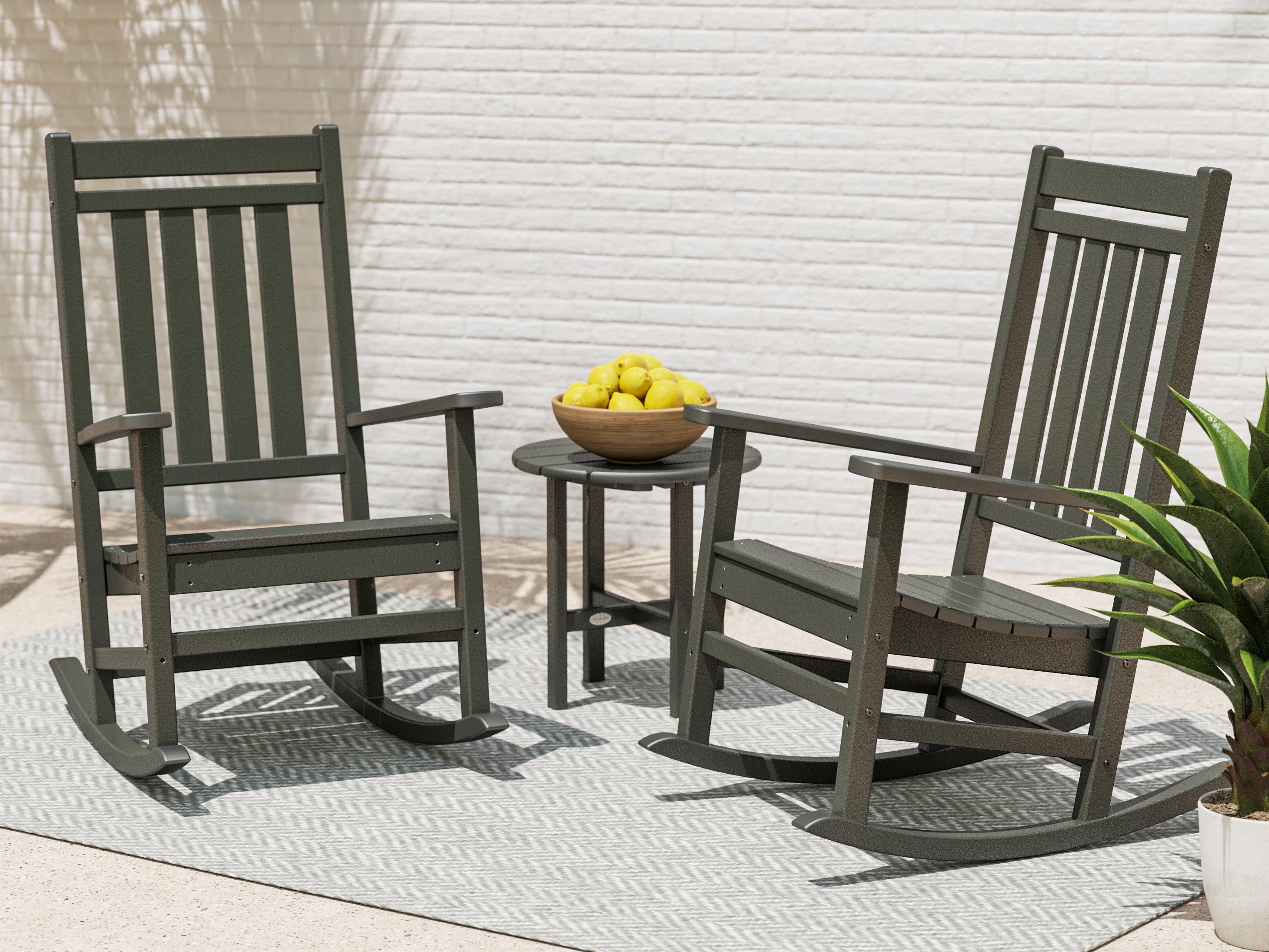 POLYWOOD® Estate Recycled Plastic 3 Piece Porch Rocker Outdoor Lounge Set