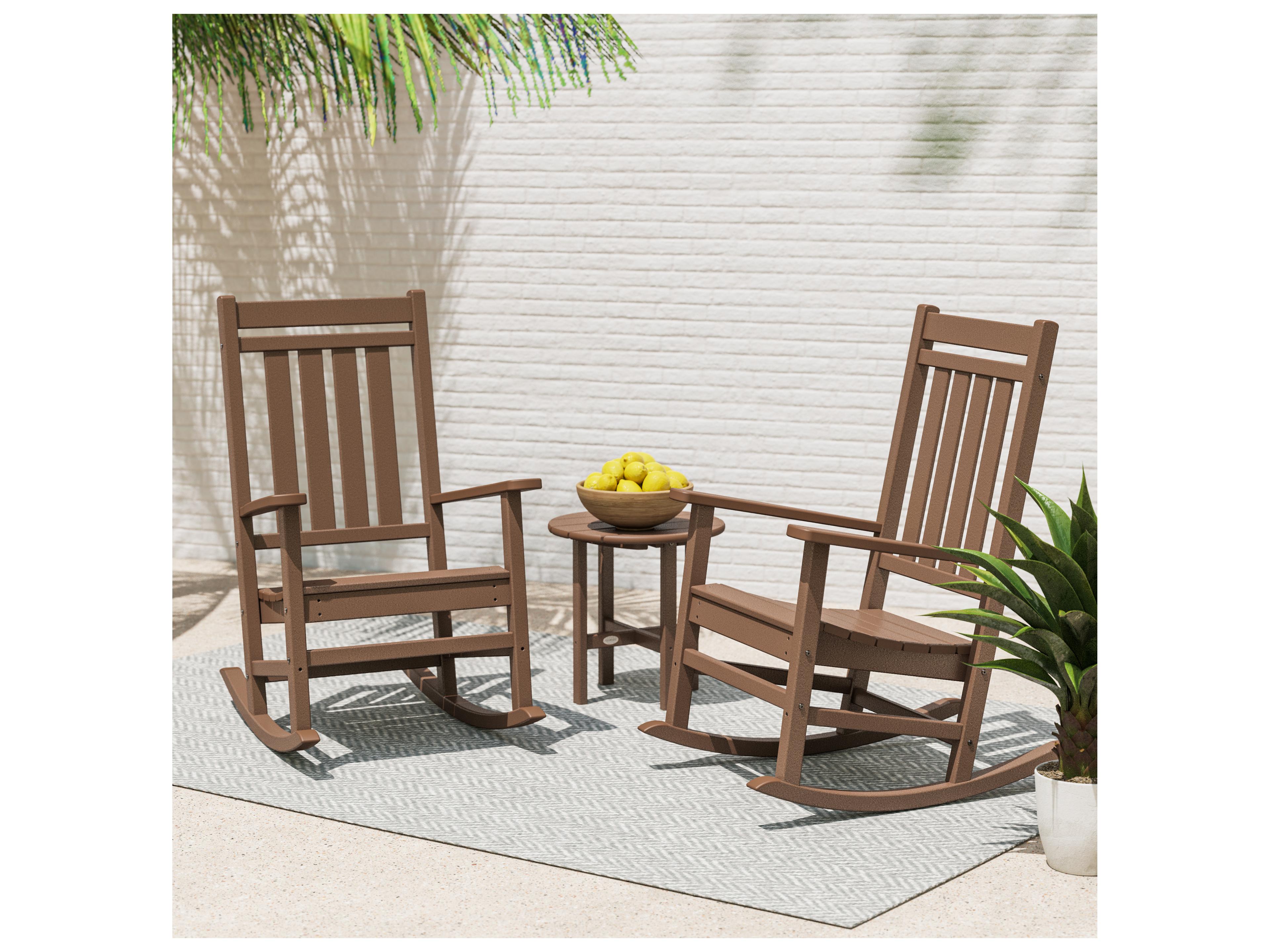 POLYWOOD® Estate Recycled Plastic 3 Piece Porch Rocker Outdoor Lounge Set