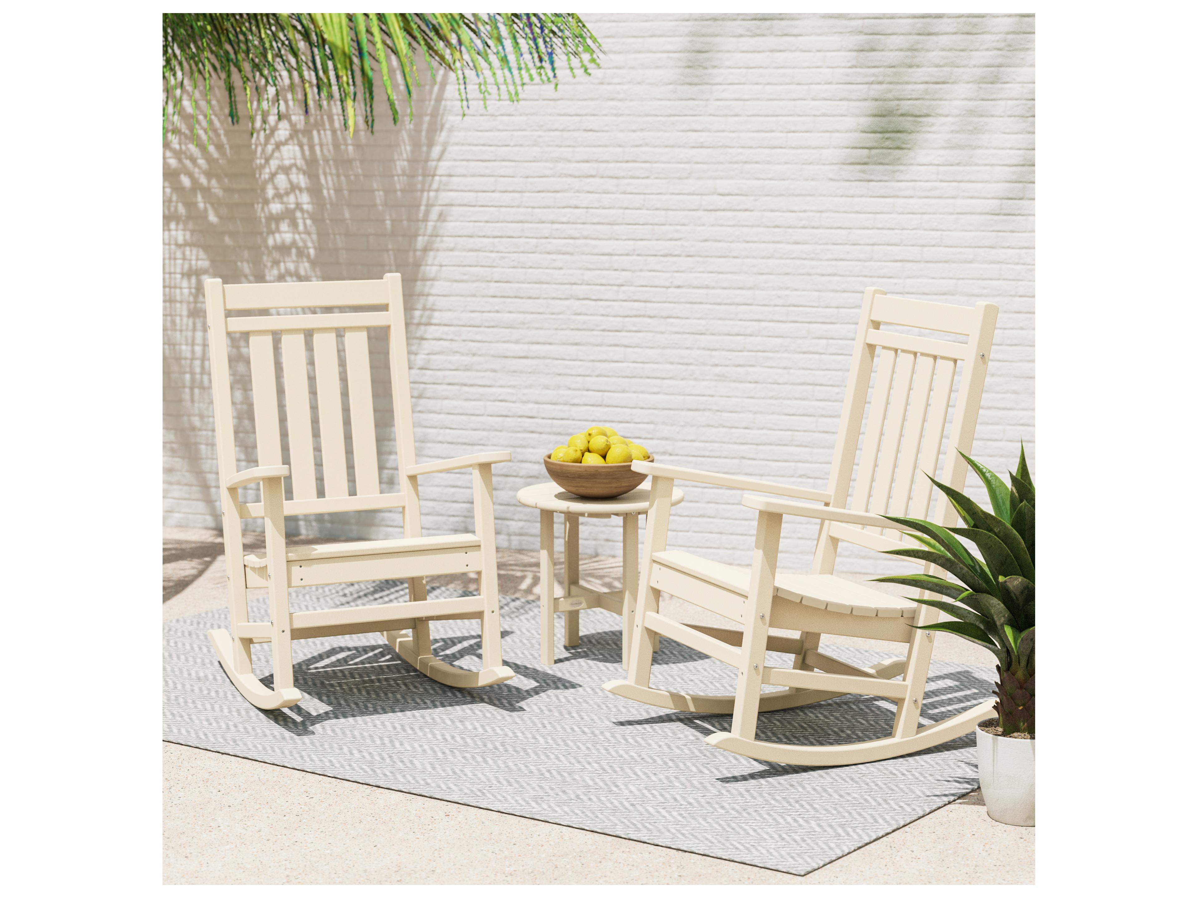 POLYWOOD® Estate Recycled Plastic 3 Piece Porch Rocker Outdoor Lounge Set