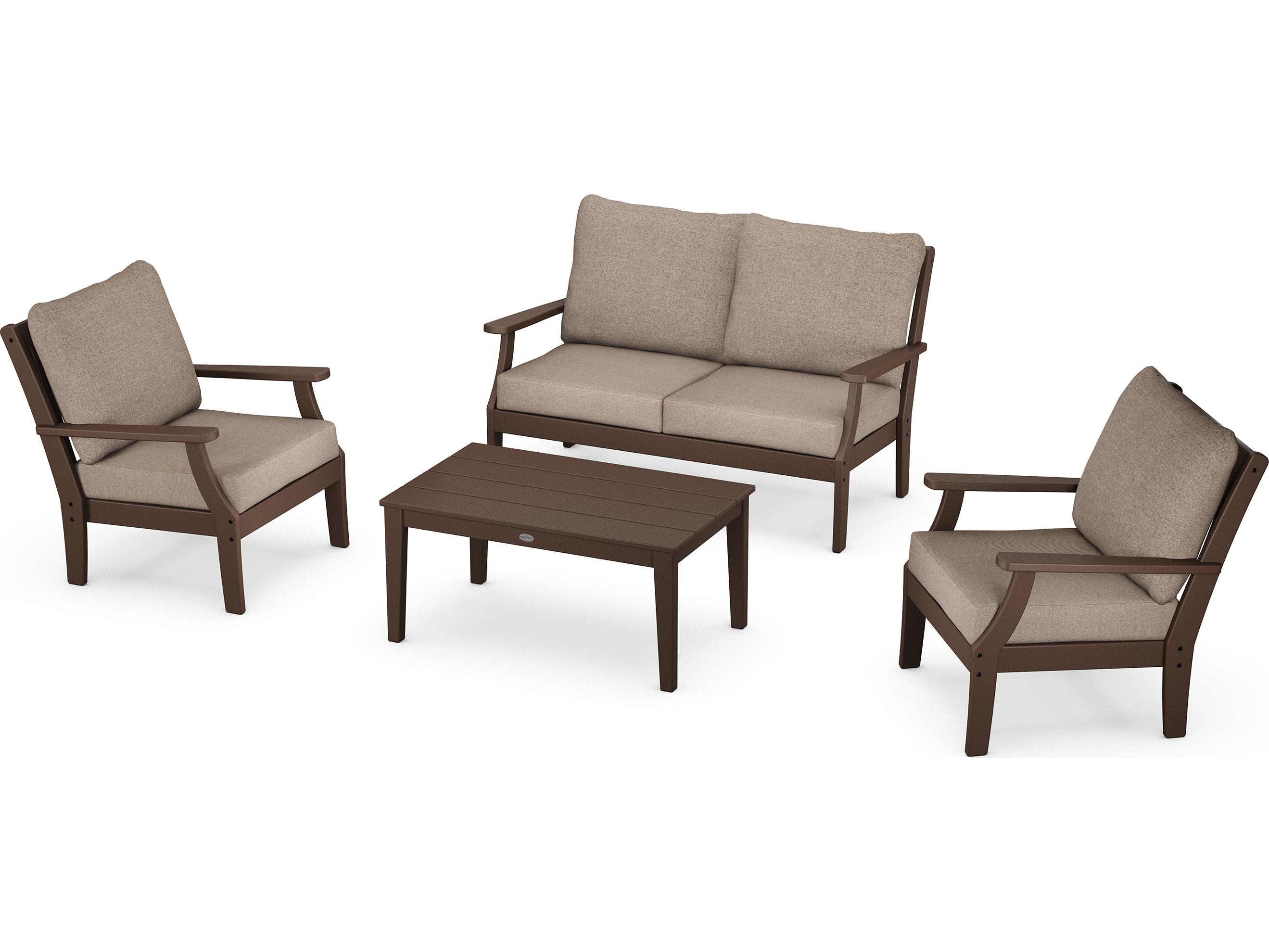 POLYWOOD® Braxton Recycled Plastic 4 Piece Deep Seating Outdoor Patio Lounge Set
