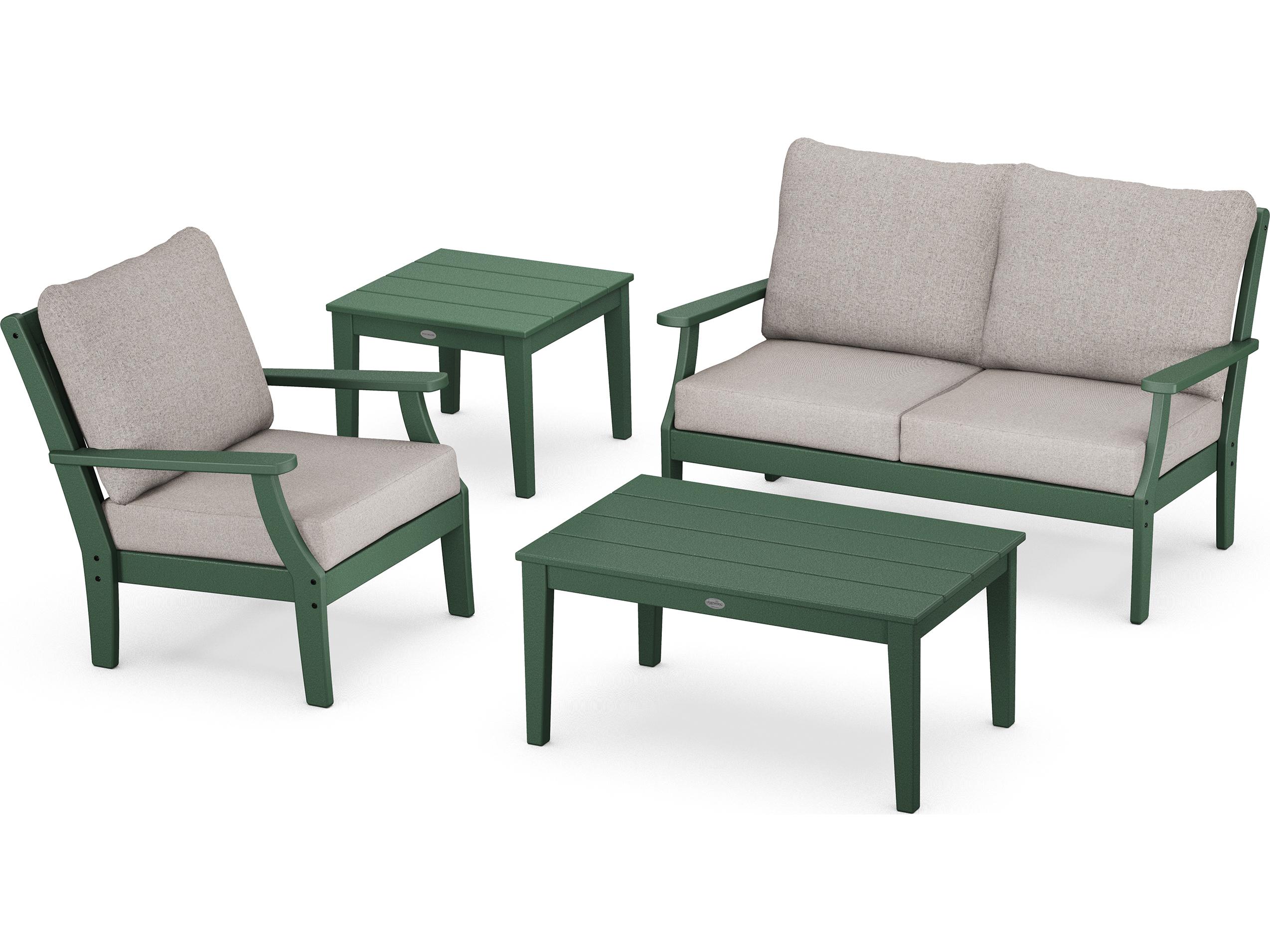 POLYWOOD® Braxton Recycled Plastic Cushion Patio Lounge Set