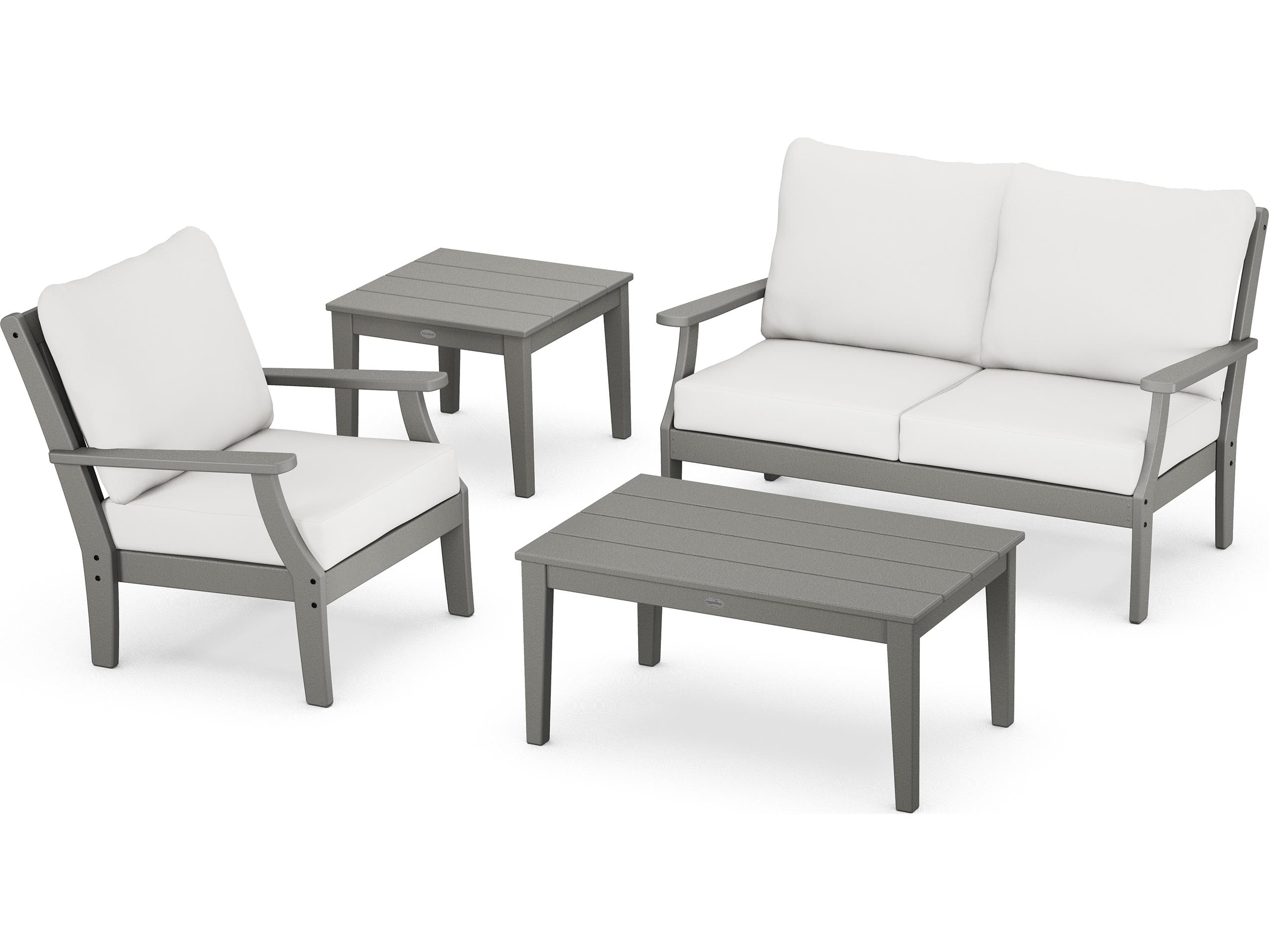 POLYWOOD® Braxton Recycled Plastic Cushion Patio Lounge Set