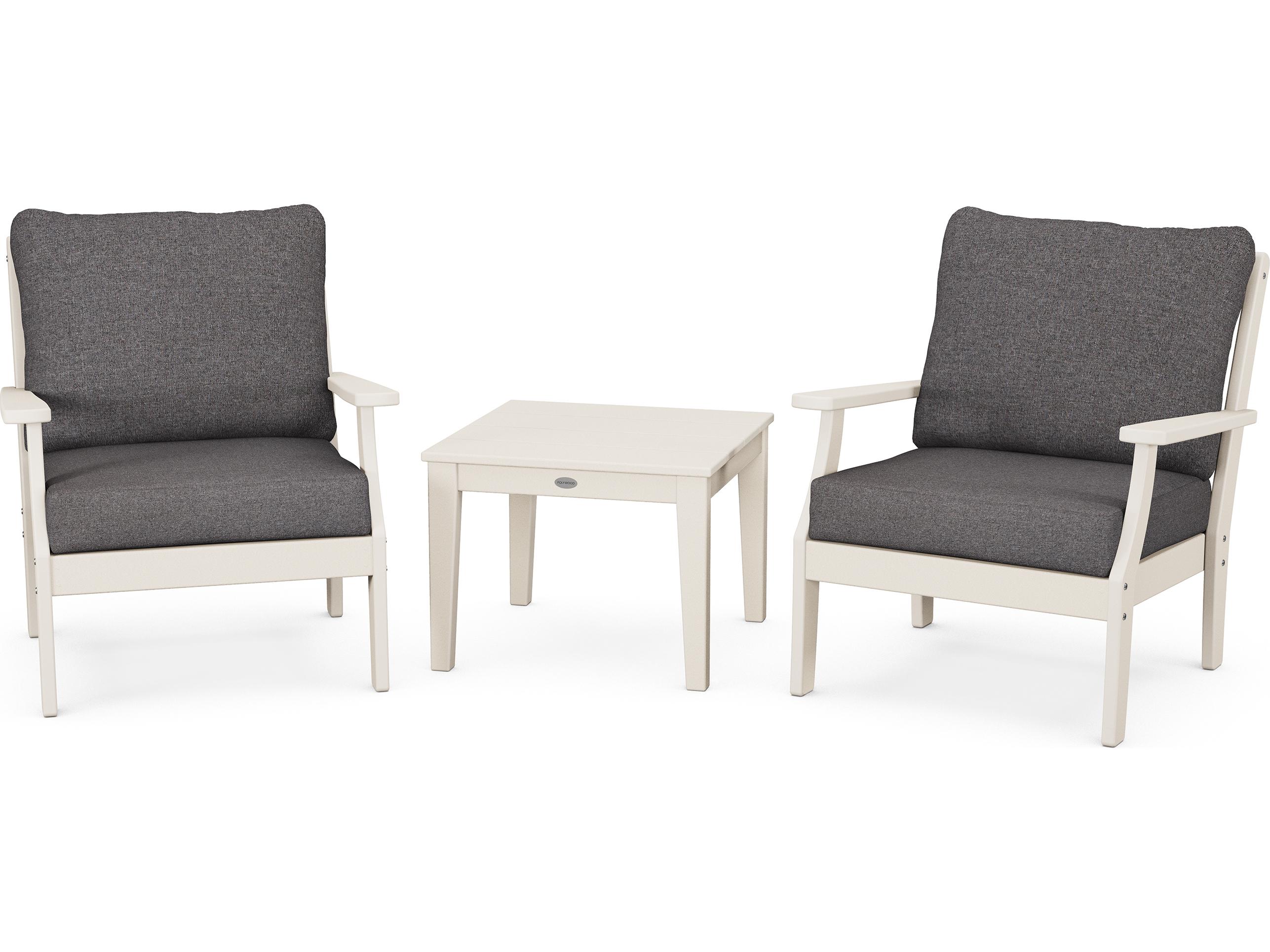 POLYWOOD® Braxton Recycled Plastic 3 Piece Deep Seating Outdoor Lounge Set