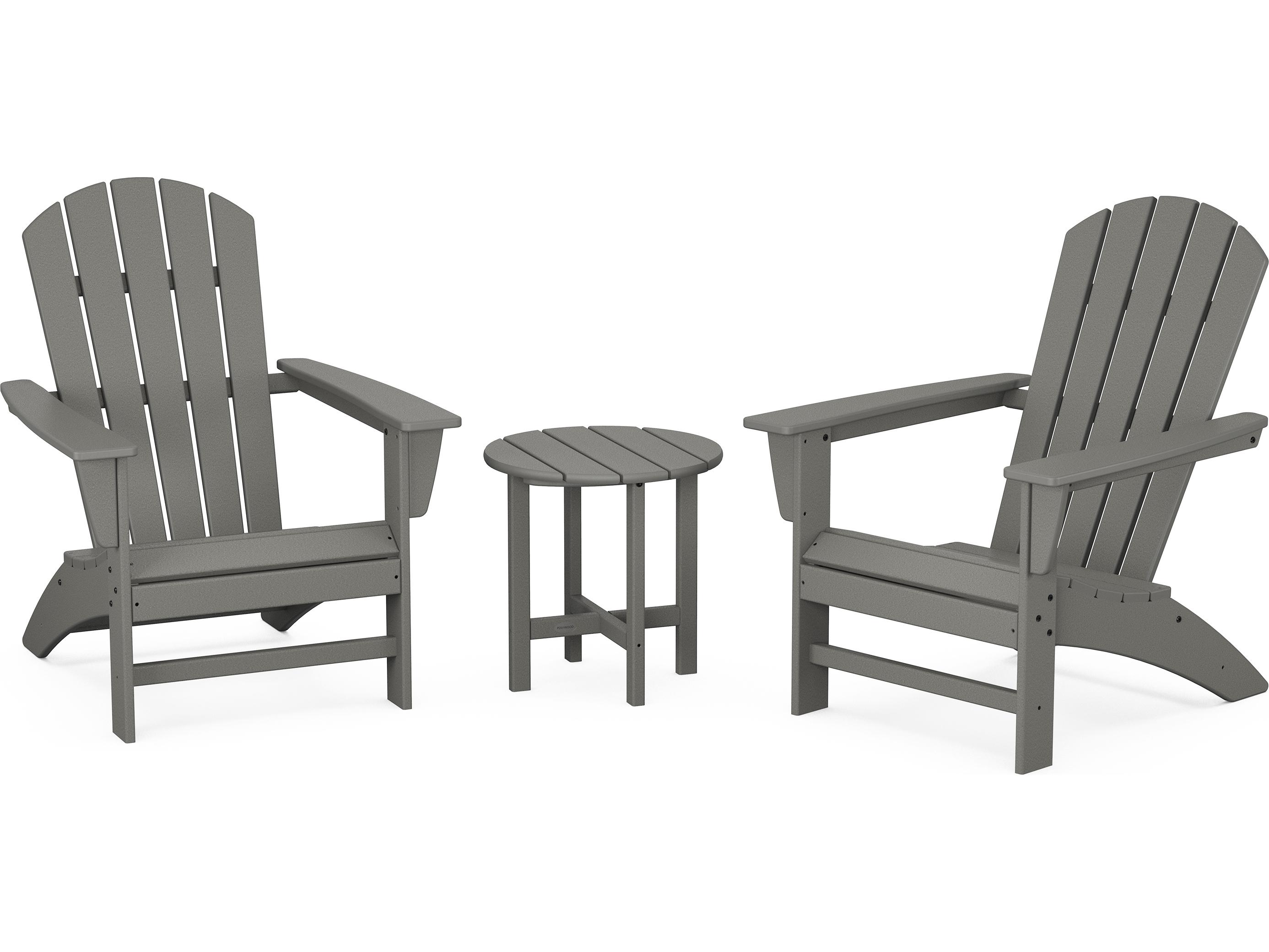 POLYWOOD® Nautical Recycled Plastic 3 Piece Outdoor Patio Lounge Set