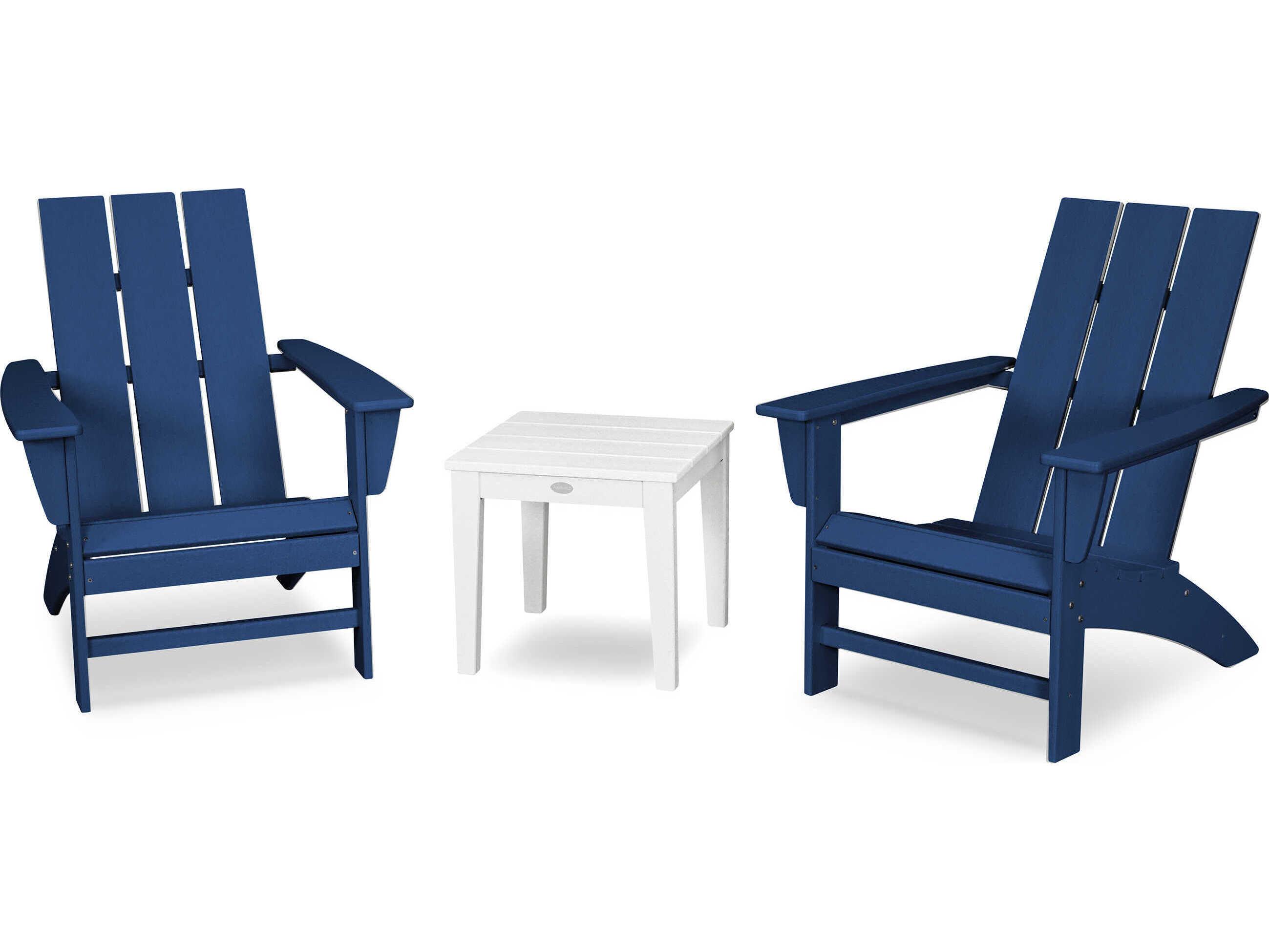 POLYWOOD® Modern Recycled Plastic 3 Piece Outdoor Patio Lounge Set