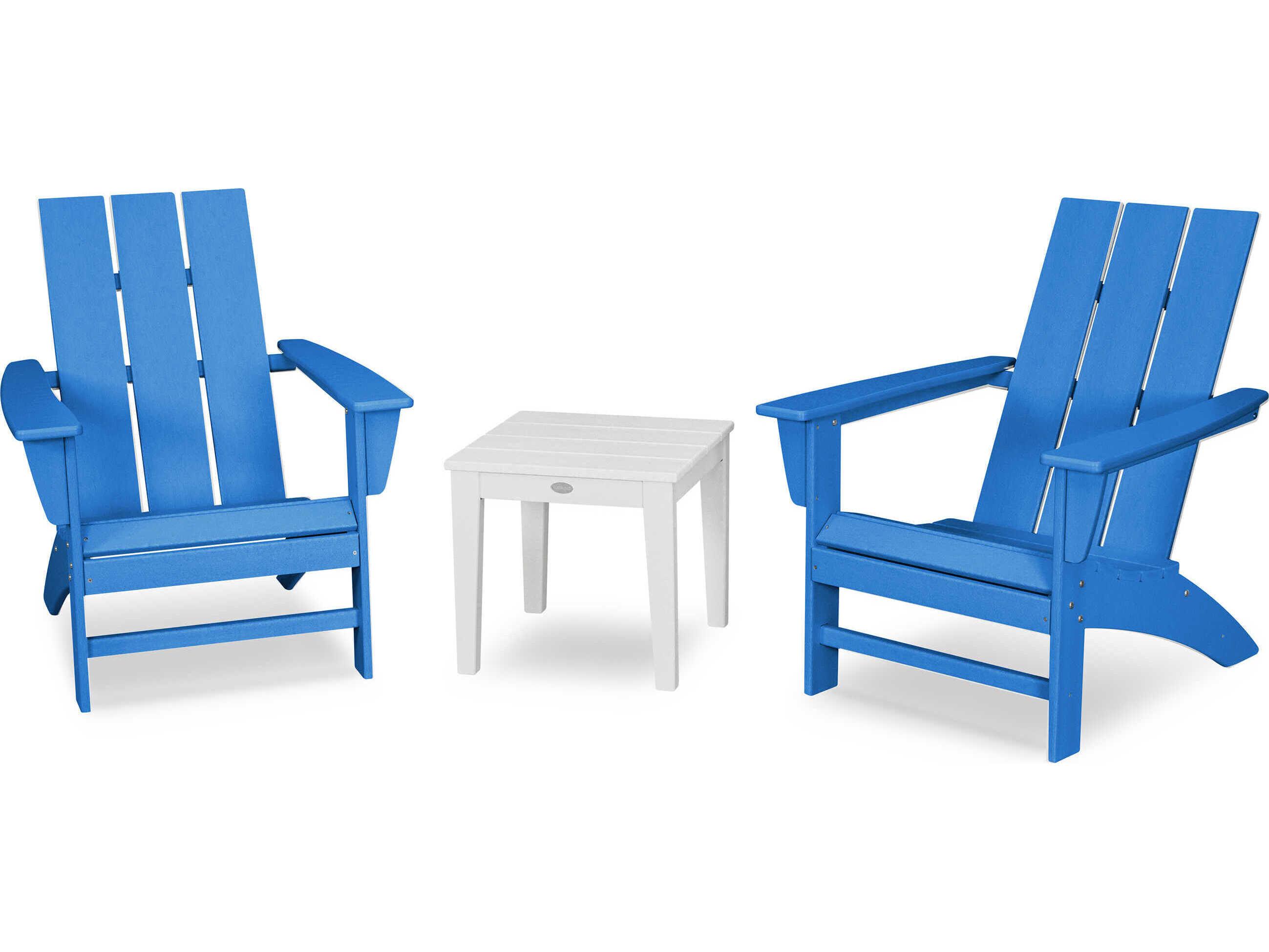 POLYWOOD® Modern Recycled Plastic 3 Piece Outdoor Patio Lounge Set