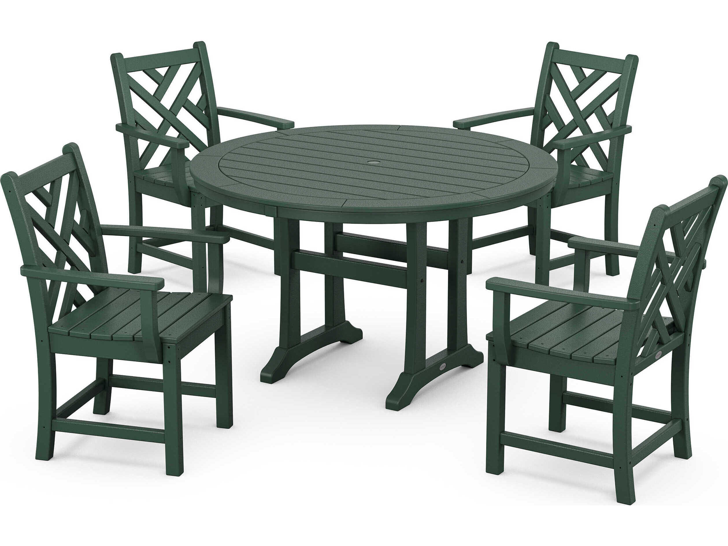 POLYWOOD® Chippendale Recycled Plastic 5 Piece Outdoor Patio Dining Set