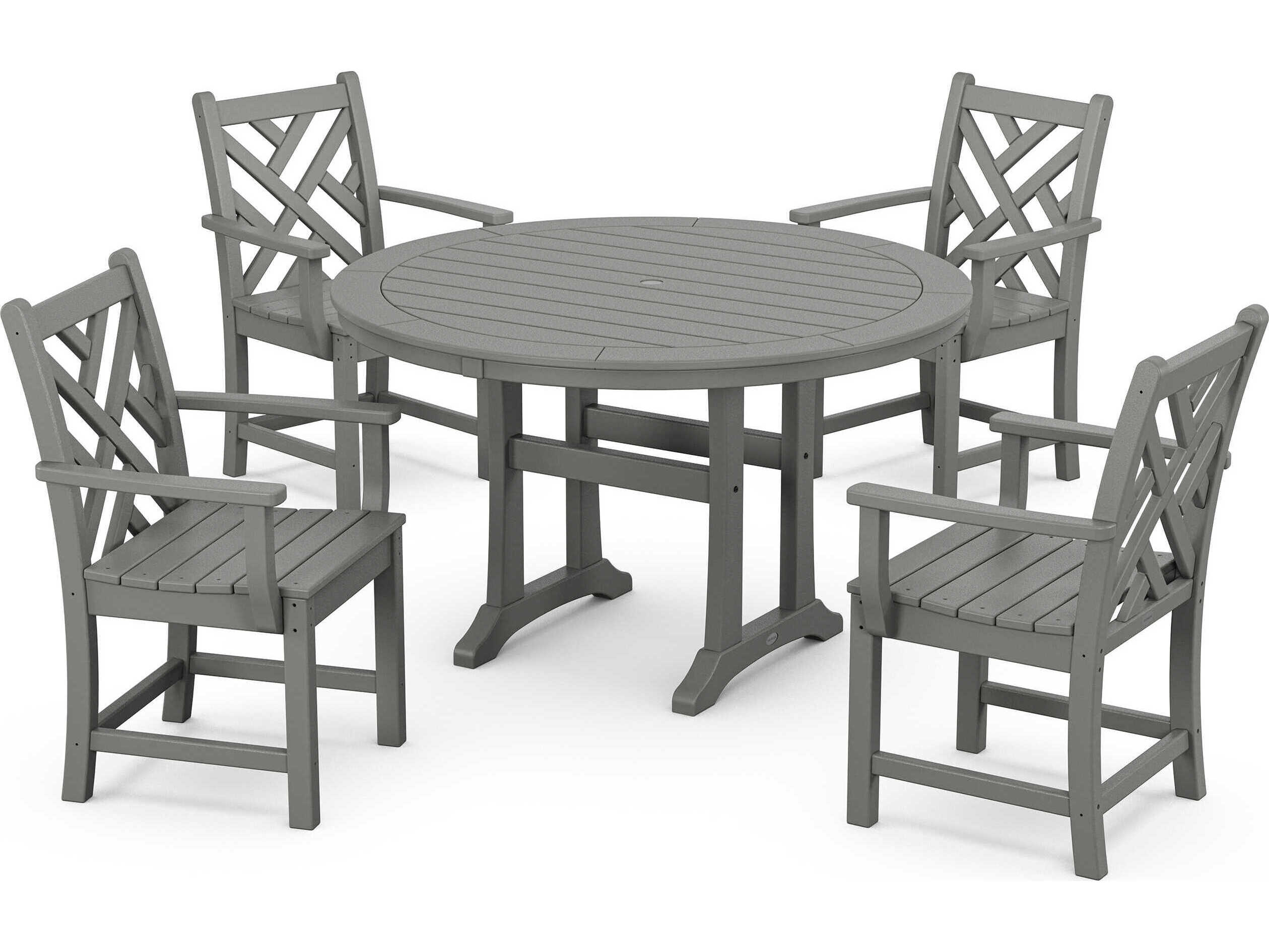 POLYWOOD® Chippendale Recycled Plastic 5 Piece Outdoor Patio Dining Set