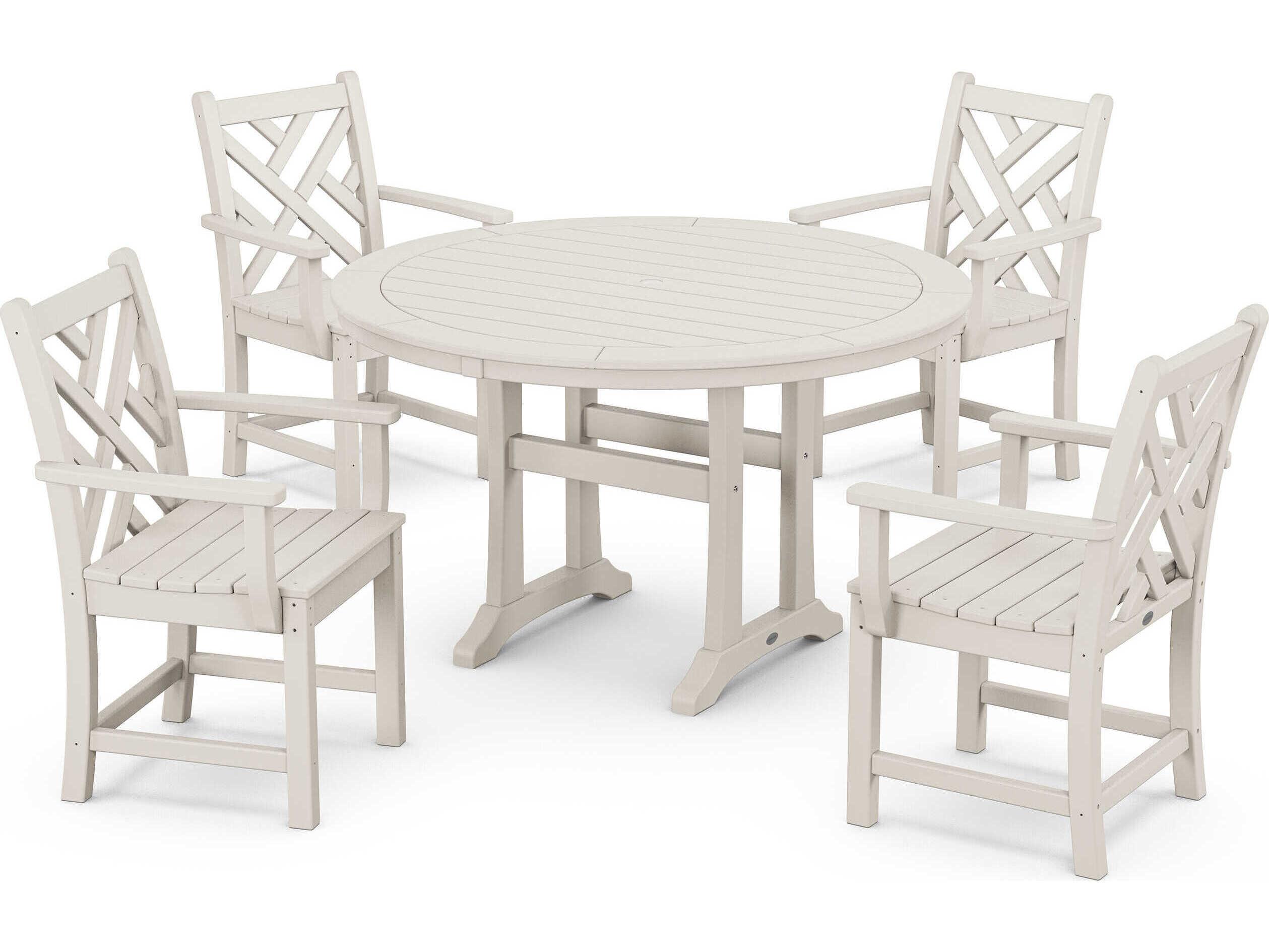 POLYWOOD® Chippendale Recycled Plastic 5 Piece Outdoor Patio Dining Set