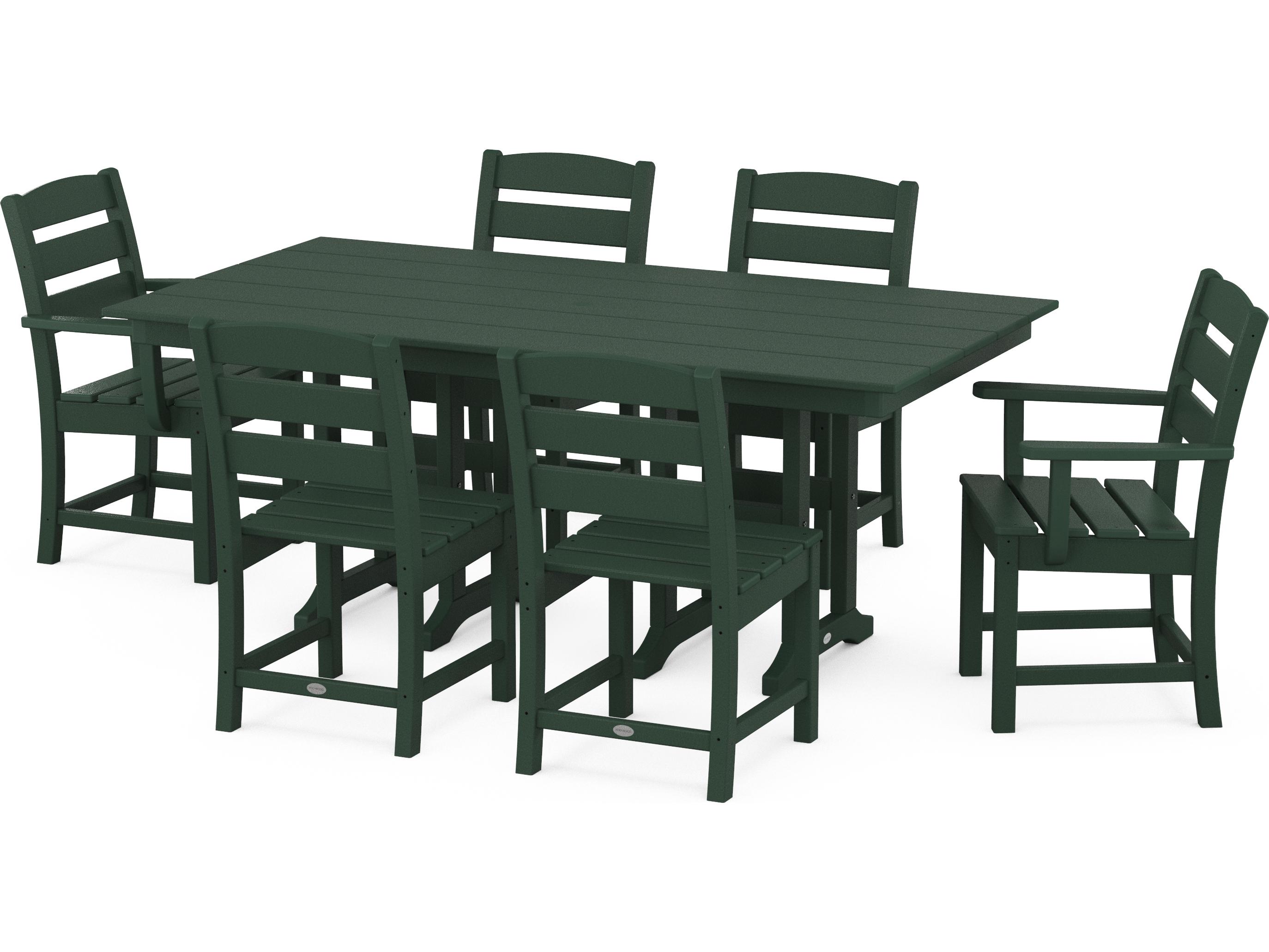 POLYWOOD® Lakeside Recycled Plastic 7 Piece Outdoor Patio Dining Set