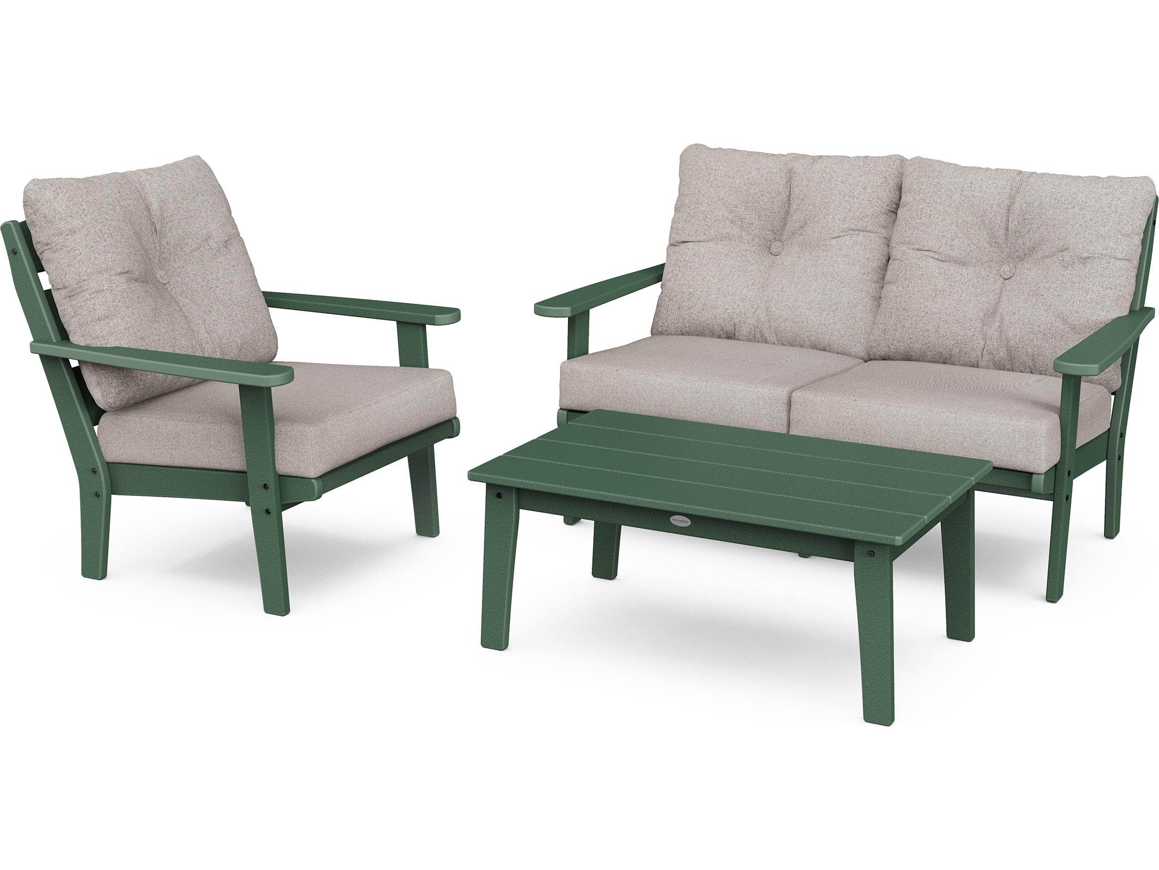 POLYWOOD® Lakeside Recycled Plastic Deep Seating 3 Piece Outdoor Patio Lounge Set