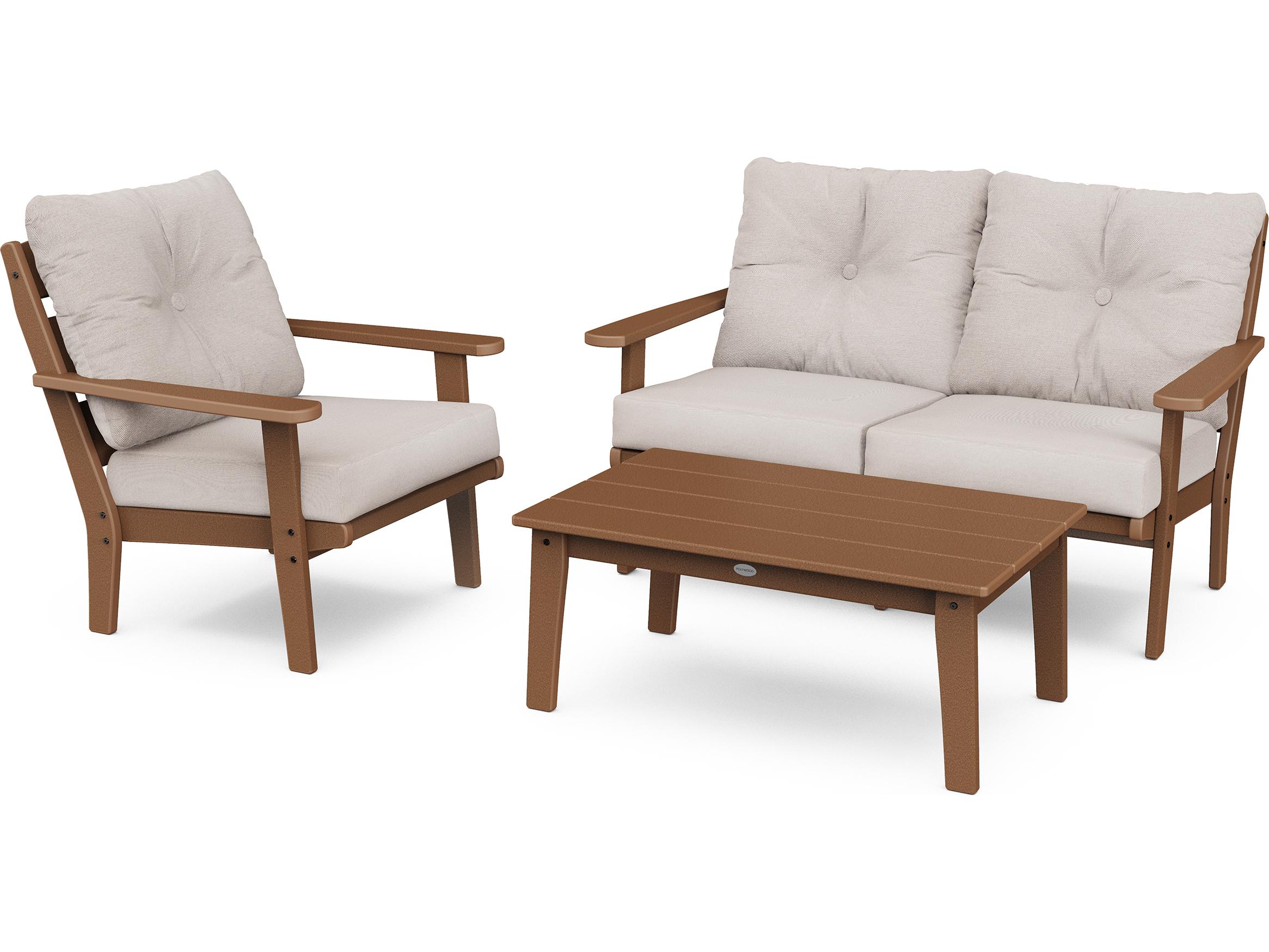 POLYWOOD® Lakeside Recycled Plastic Deep Seating 3 Piece Outdoor Patio Lounge Set