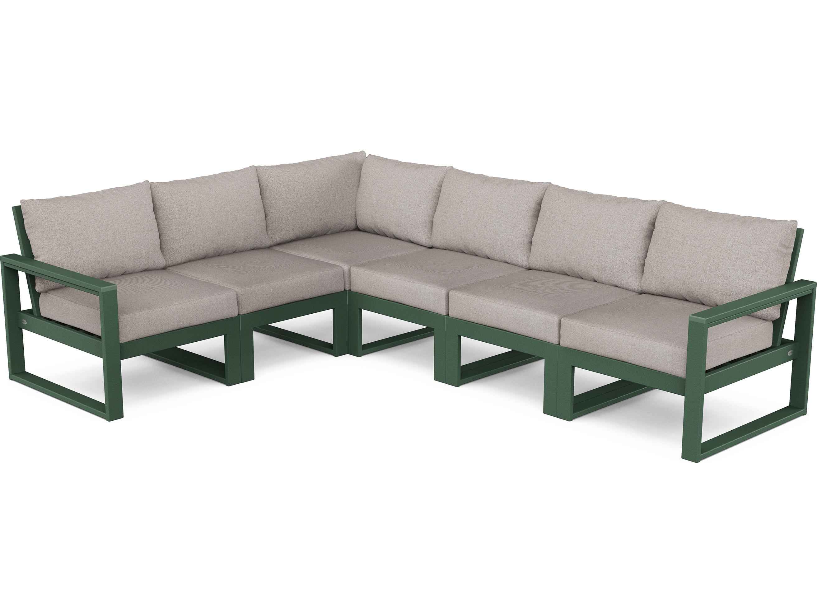 POLYWOOD® Edge Recycled Plastic Deep Seating 6 Piece Sectional Patio Lounge Set