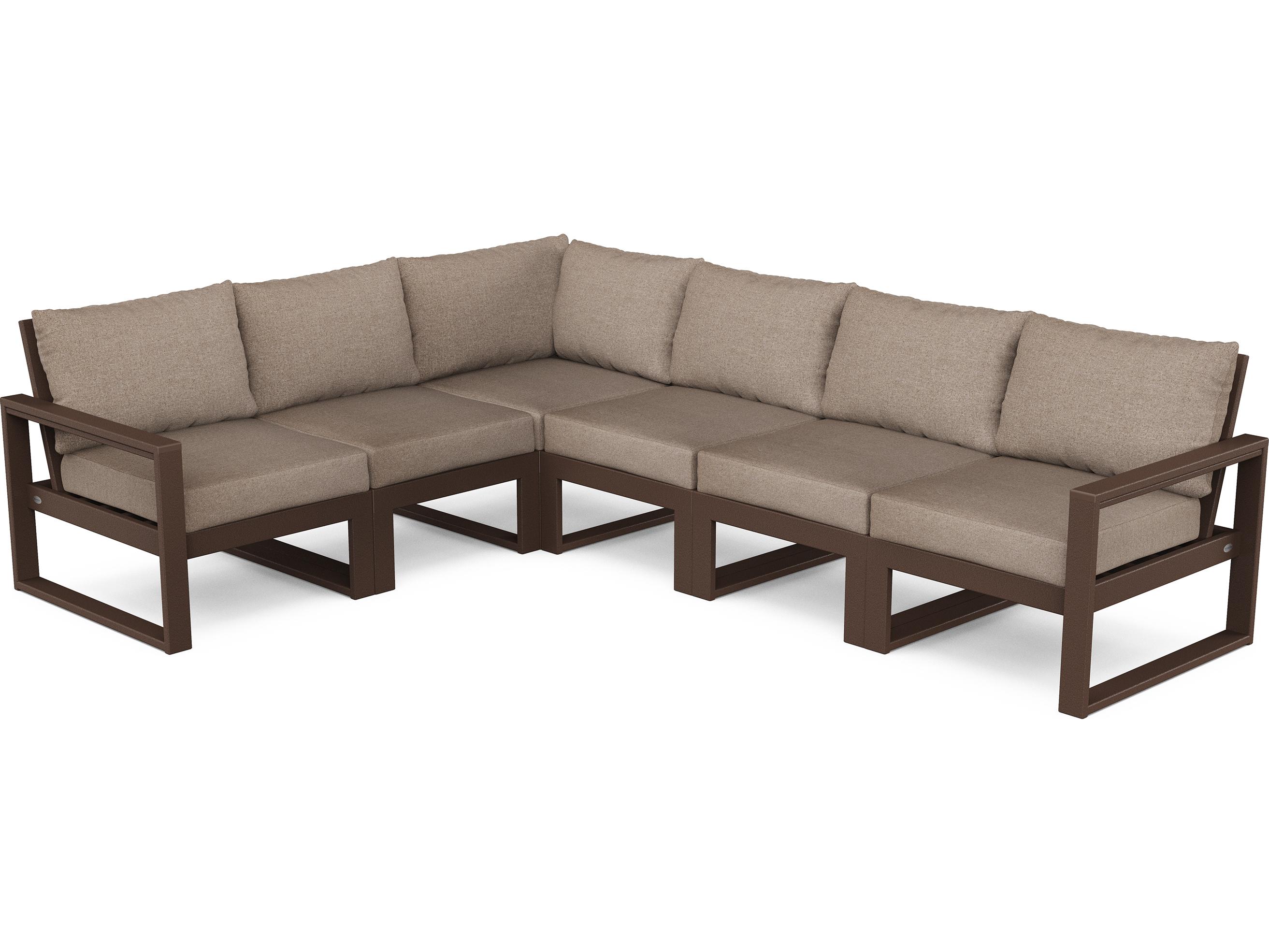 POLYWOOD® Edge Recycled Plastic Deep Seating 6 Piece Sectional Patio Lounge Set
