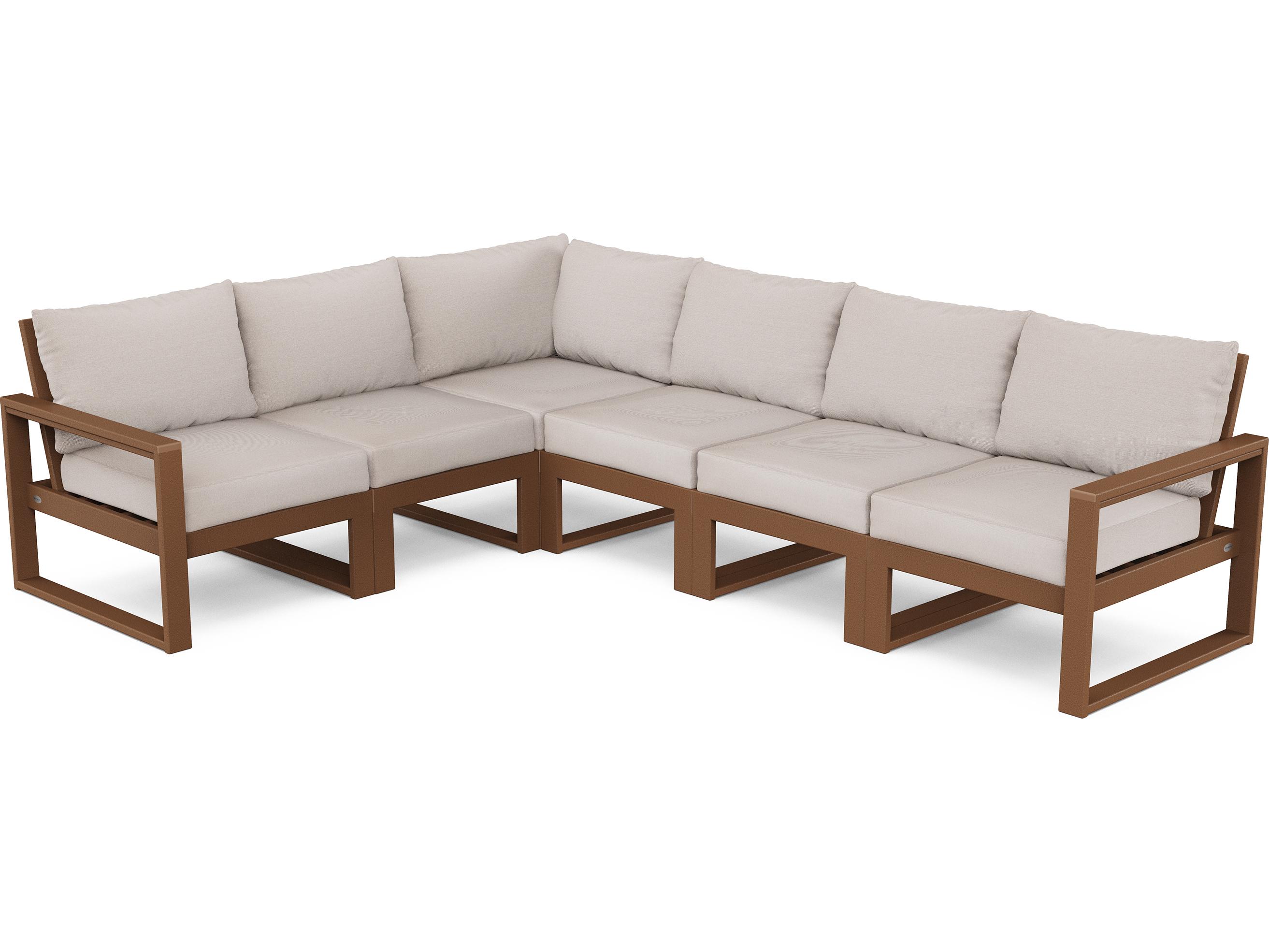 POLYWOOD® Edge Recycled Plastic Deep Seating 6 Piece Sectional Patio Lounge Set