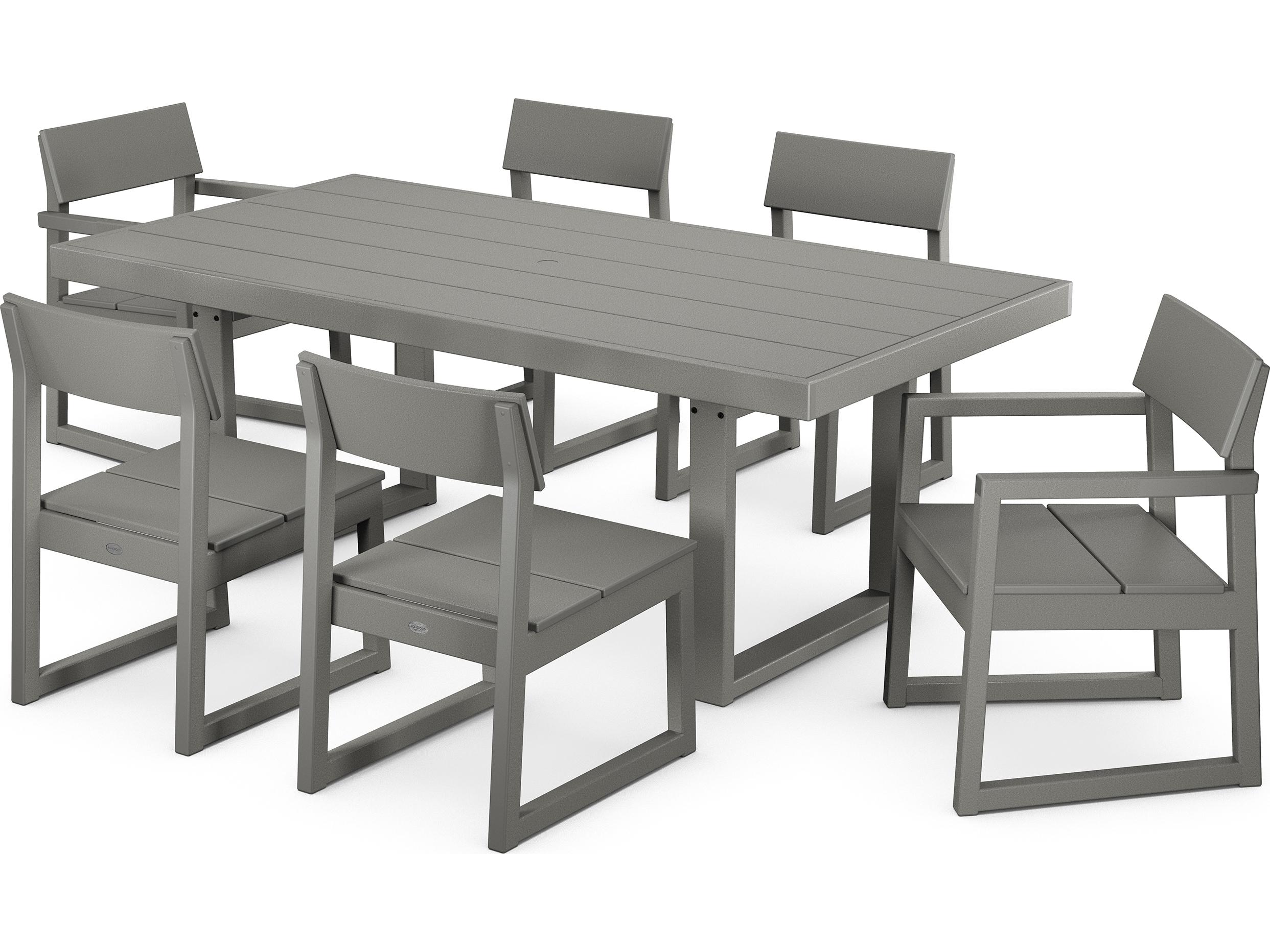POLYWOOD® Edge Recycled Plastic 7 Piece Outdoor Dining Set
