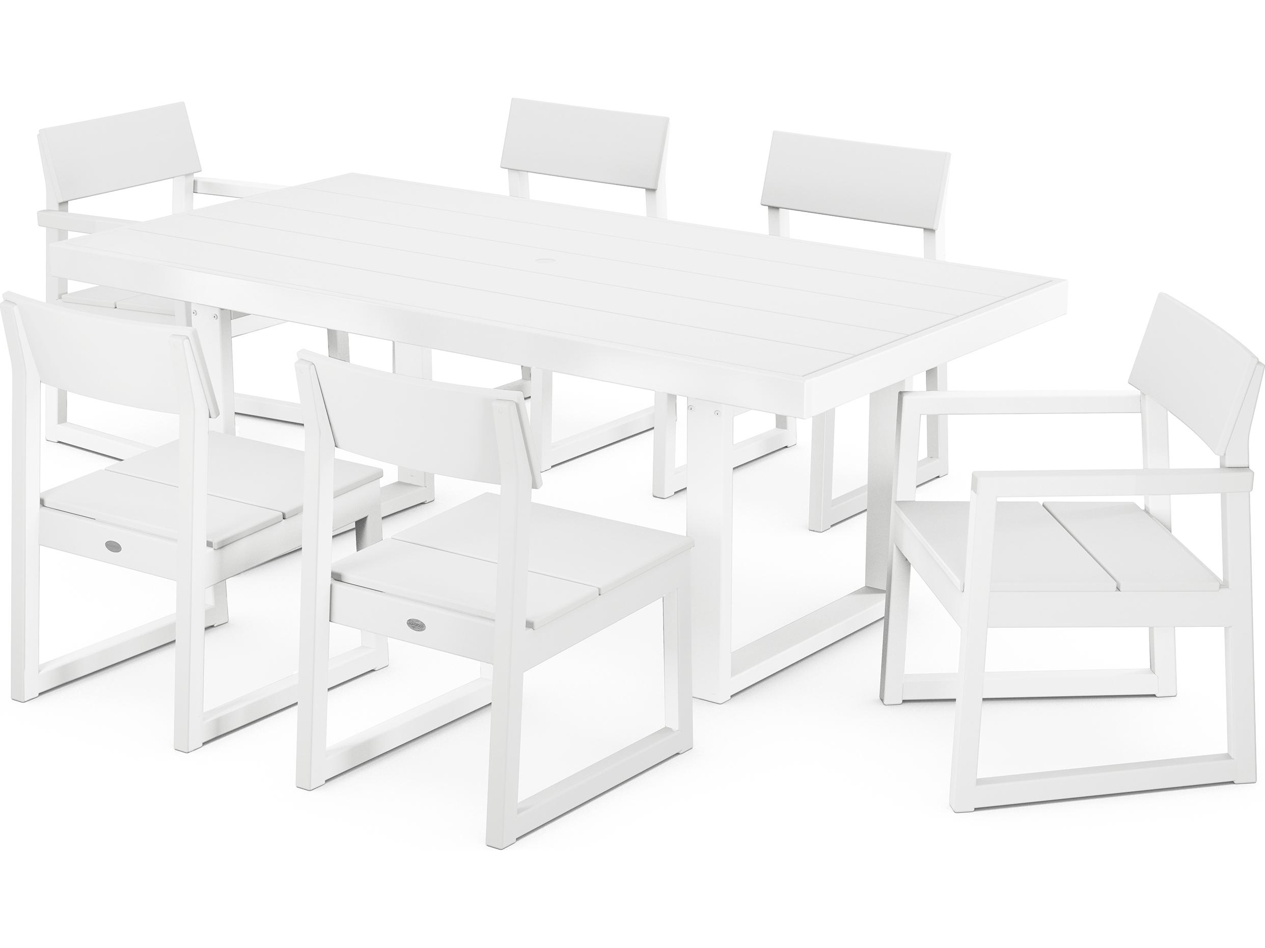 POLYWOOD® Edge Recycled Plastic 7 Piece Outdoor Dining Set