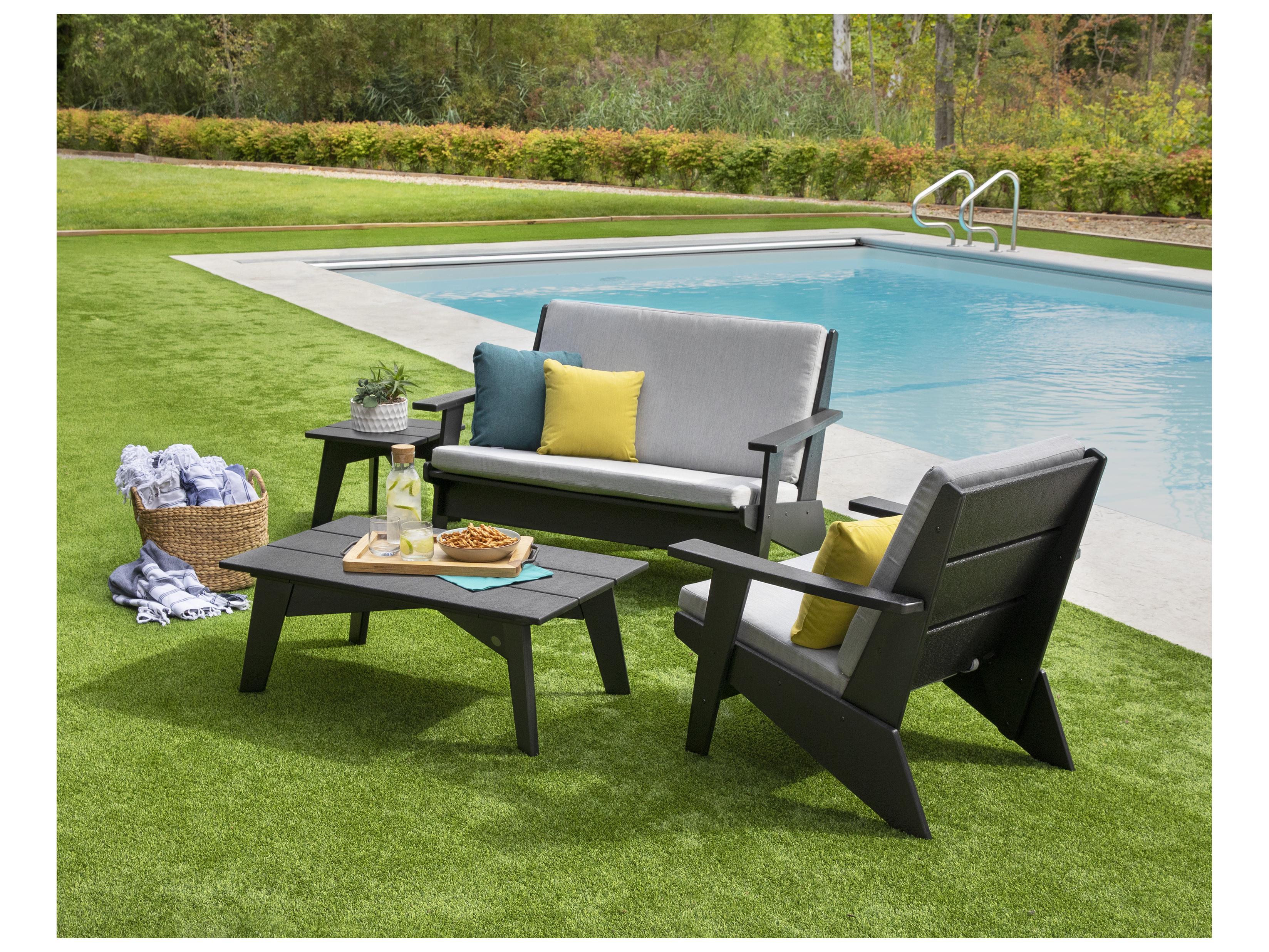 POLYWOOD® Riviera Recycled Plastic 4 Piece Outdoor Lounge Set