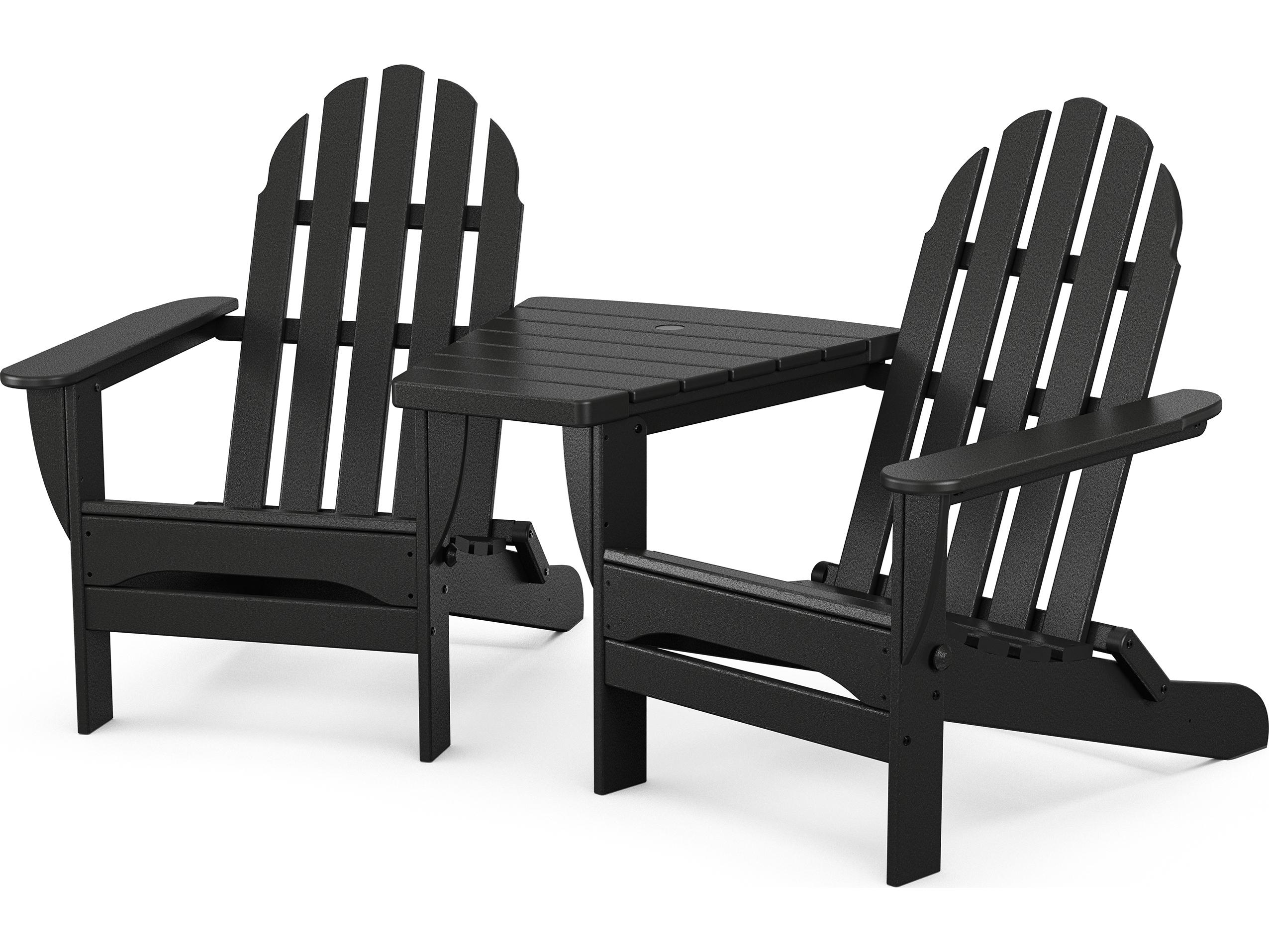 POLYWOOD® Classic Recycled Plastic Folding Adirondacks with Connecting Table Set