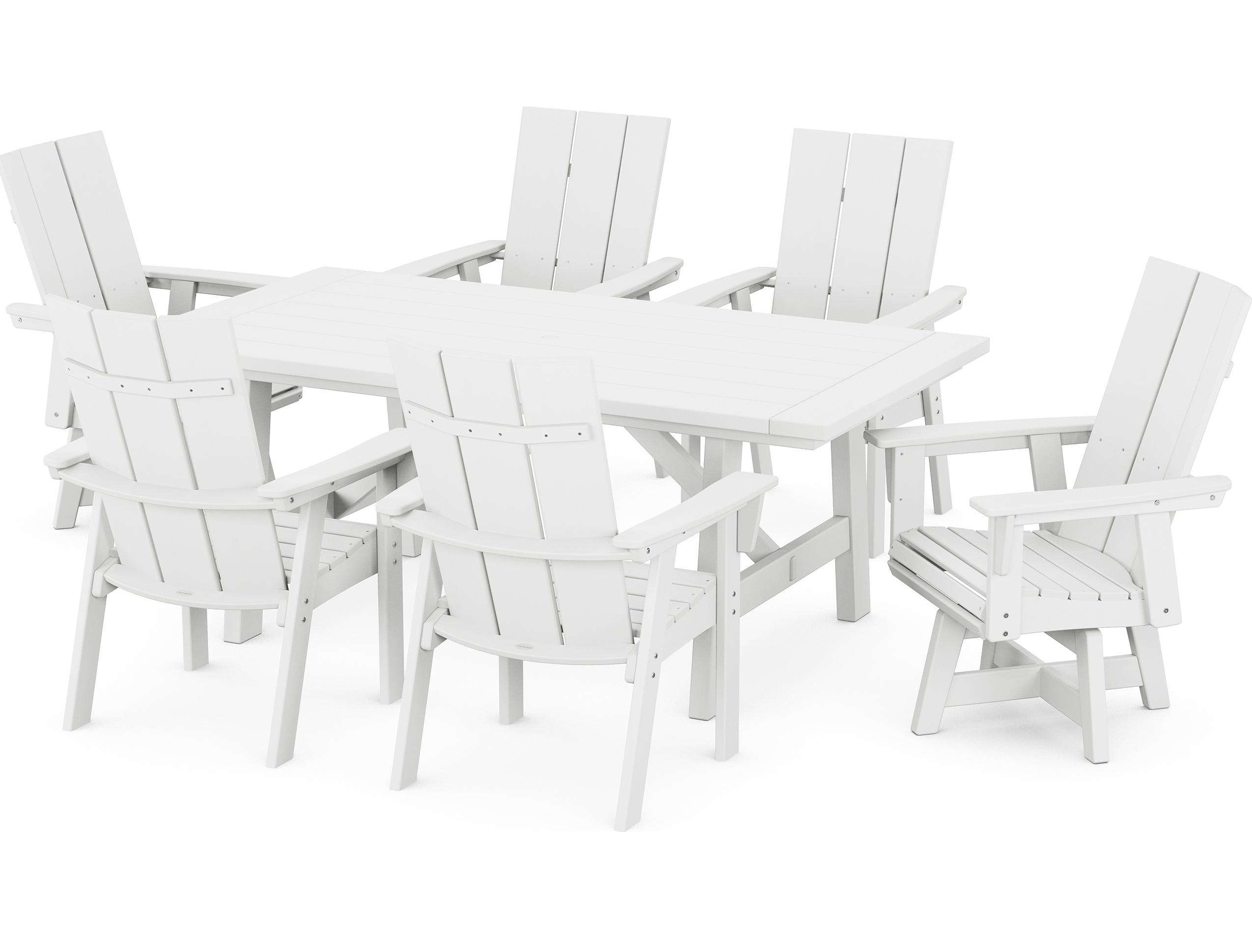 POLYWOOD® Modern Recycled Plastic Curveback 7 Piece Patio Dining Set